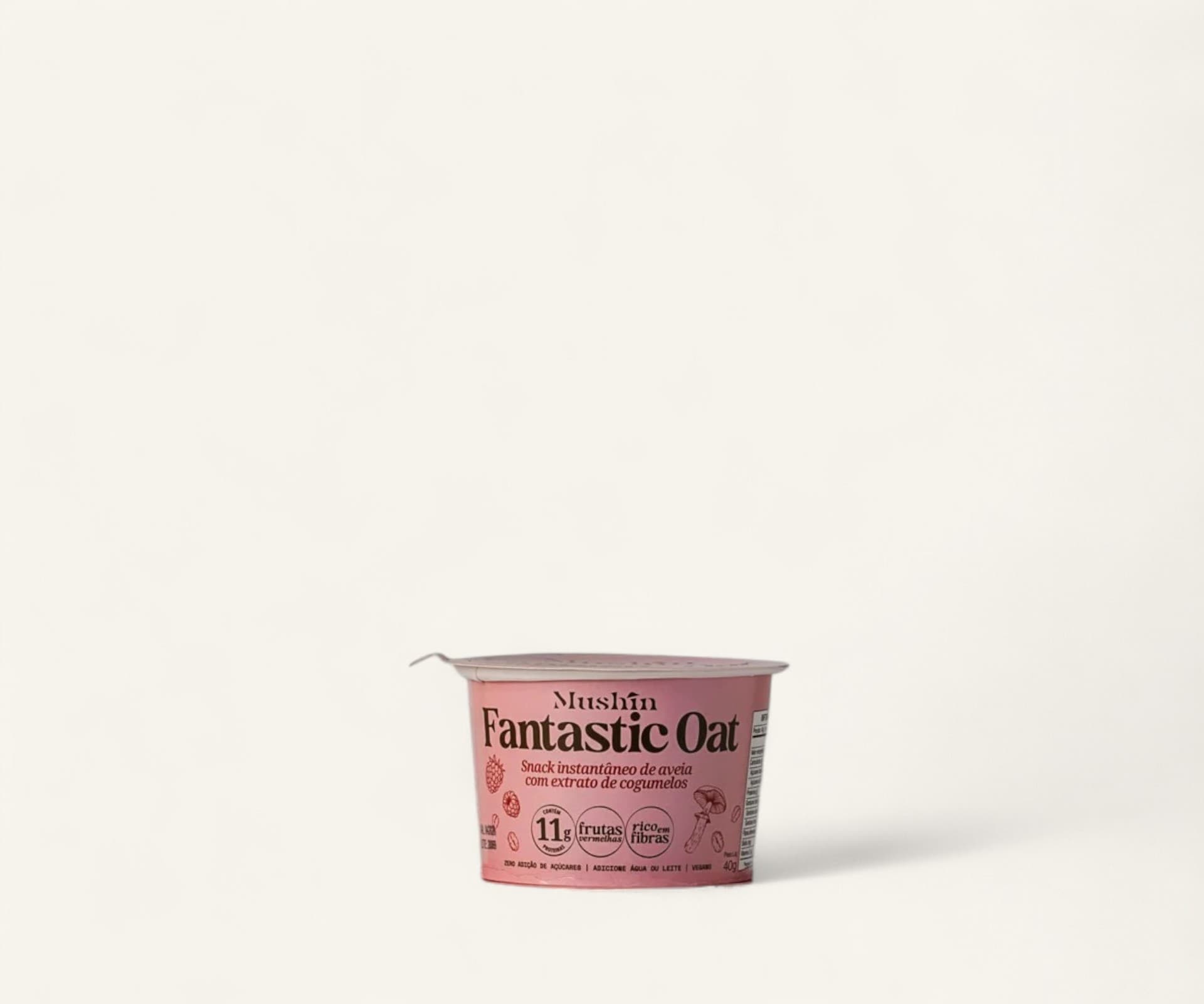 Mingau proteico de aveia sabor frutas vermelhas Mushin 40g