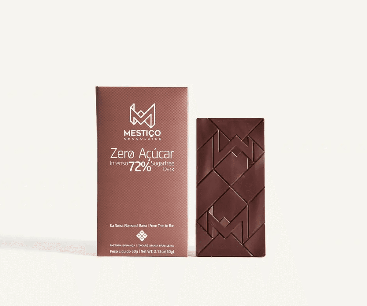 Chocolate zero açúcar 72% cacau bean to bar 60g