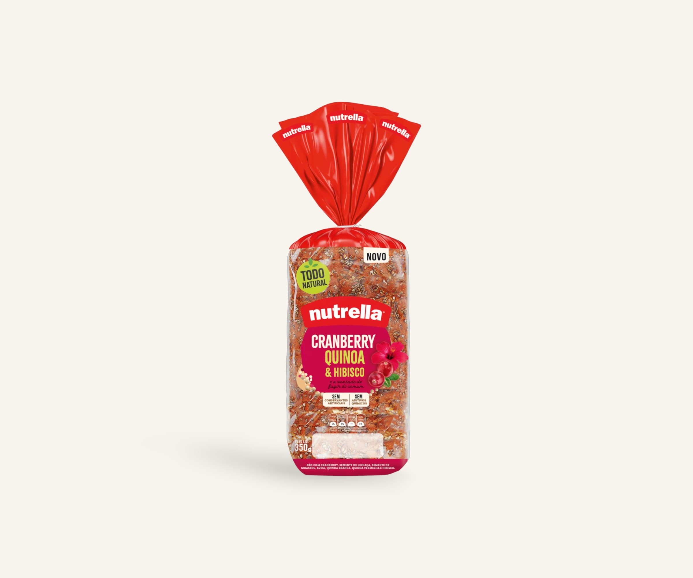 Pão de forma cranberry, quinoa & hibisco Nutrella 350g
