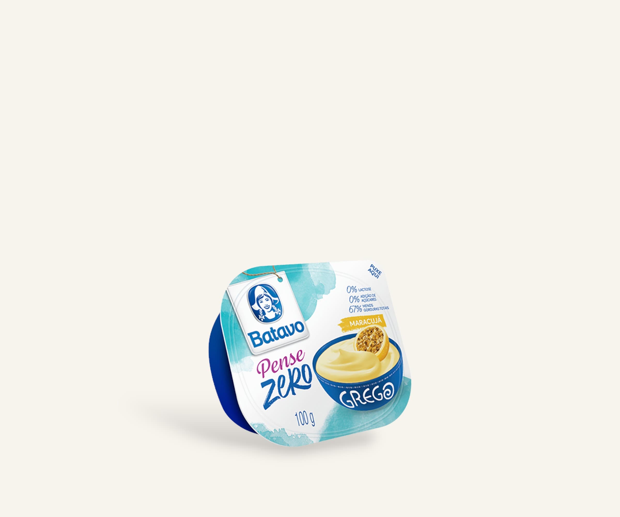 Iogurte desnatado Pense Zero Grego com preprado de maracujá 100g