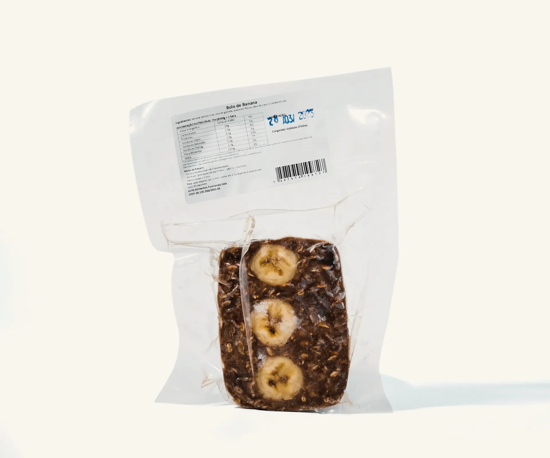 Bolo de banana sem açúcar congelado 240g