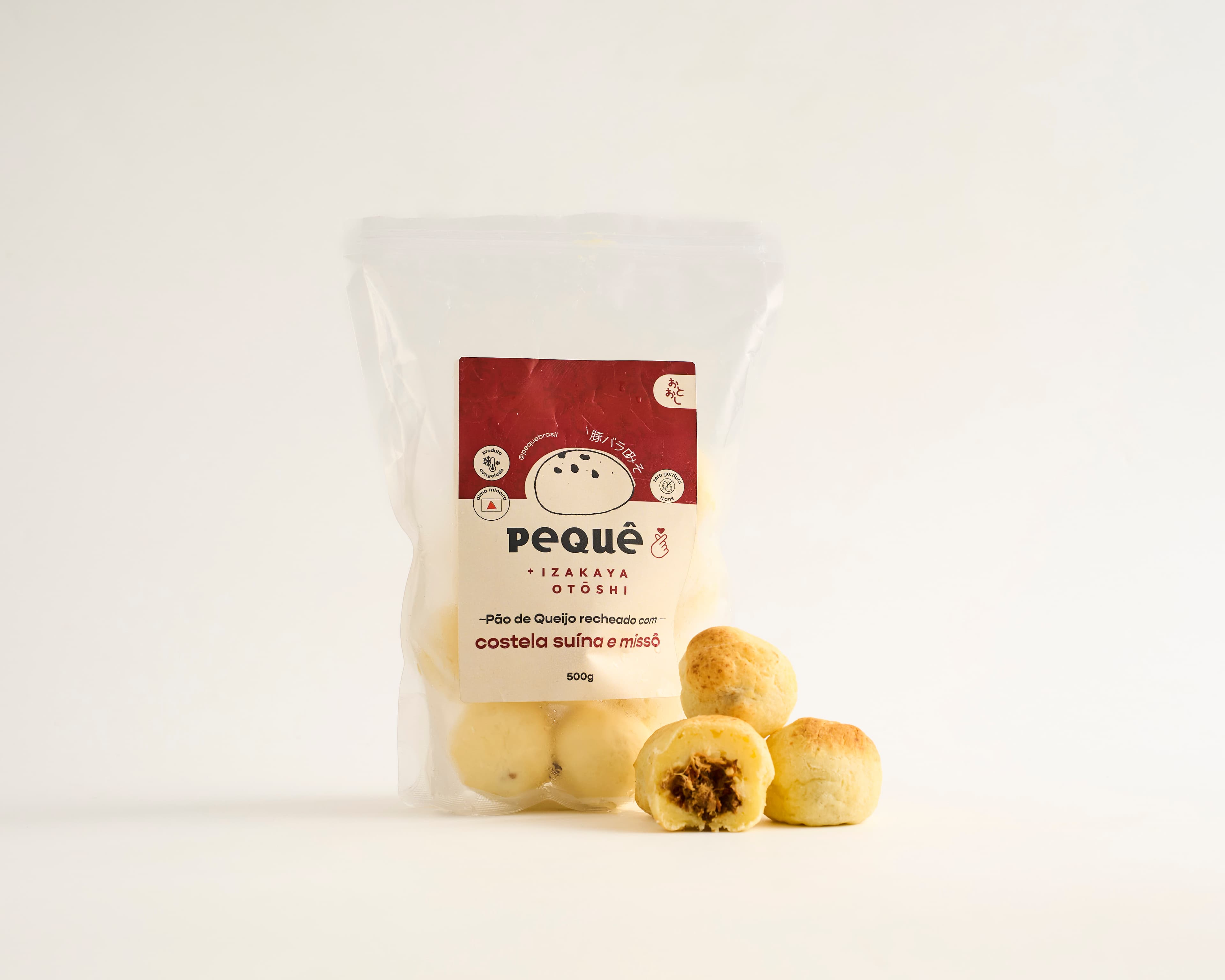 Pão de queijo recheado com costela suína e missô 500g