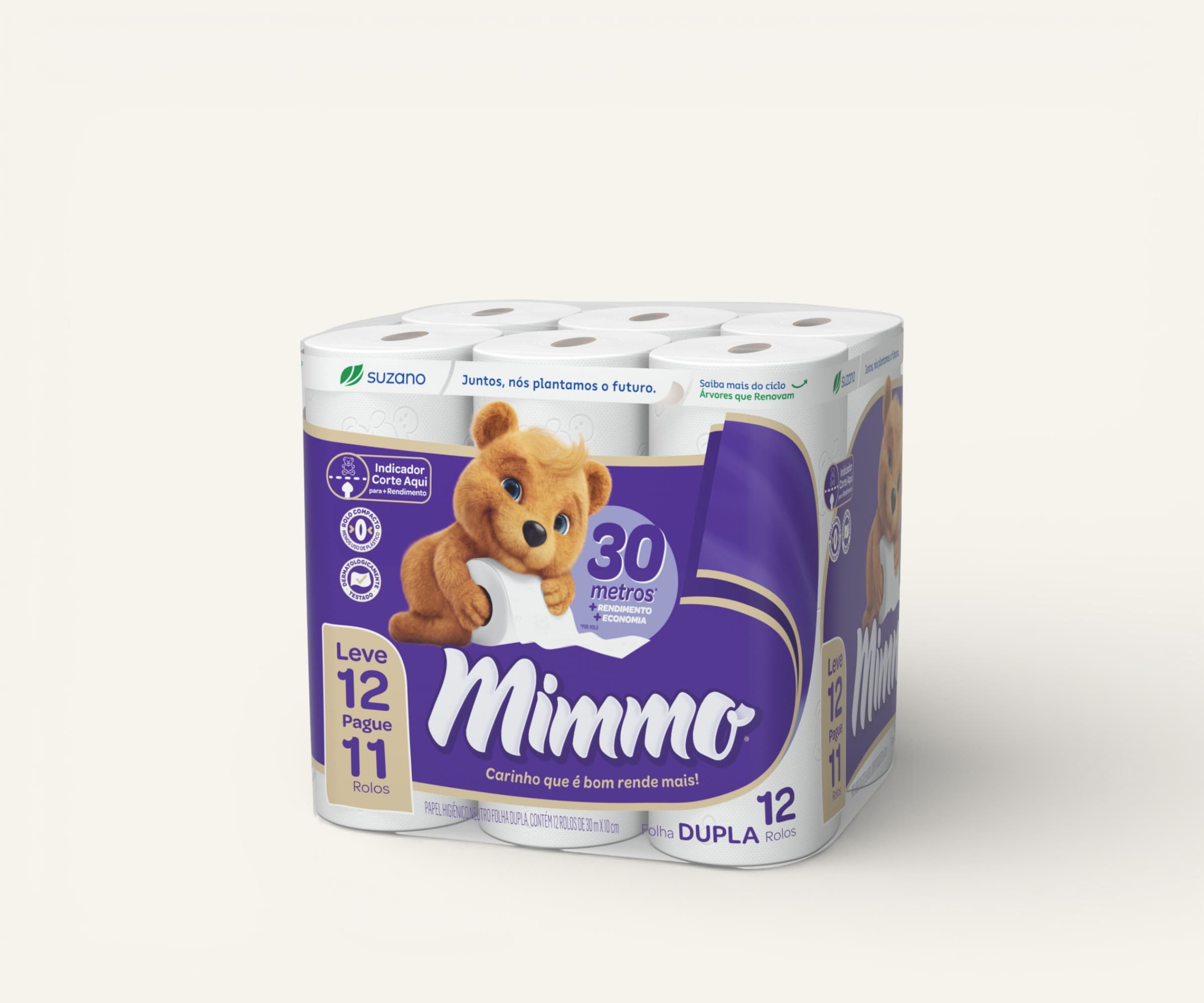 Papel higiênico folha dupla Mimmo 12 rolos