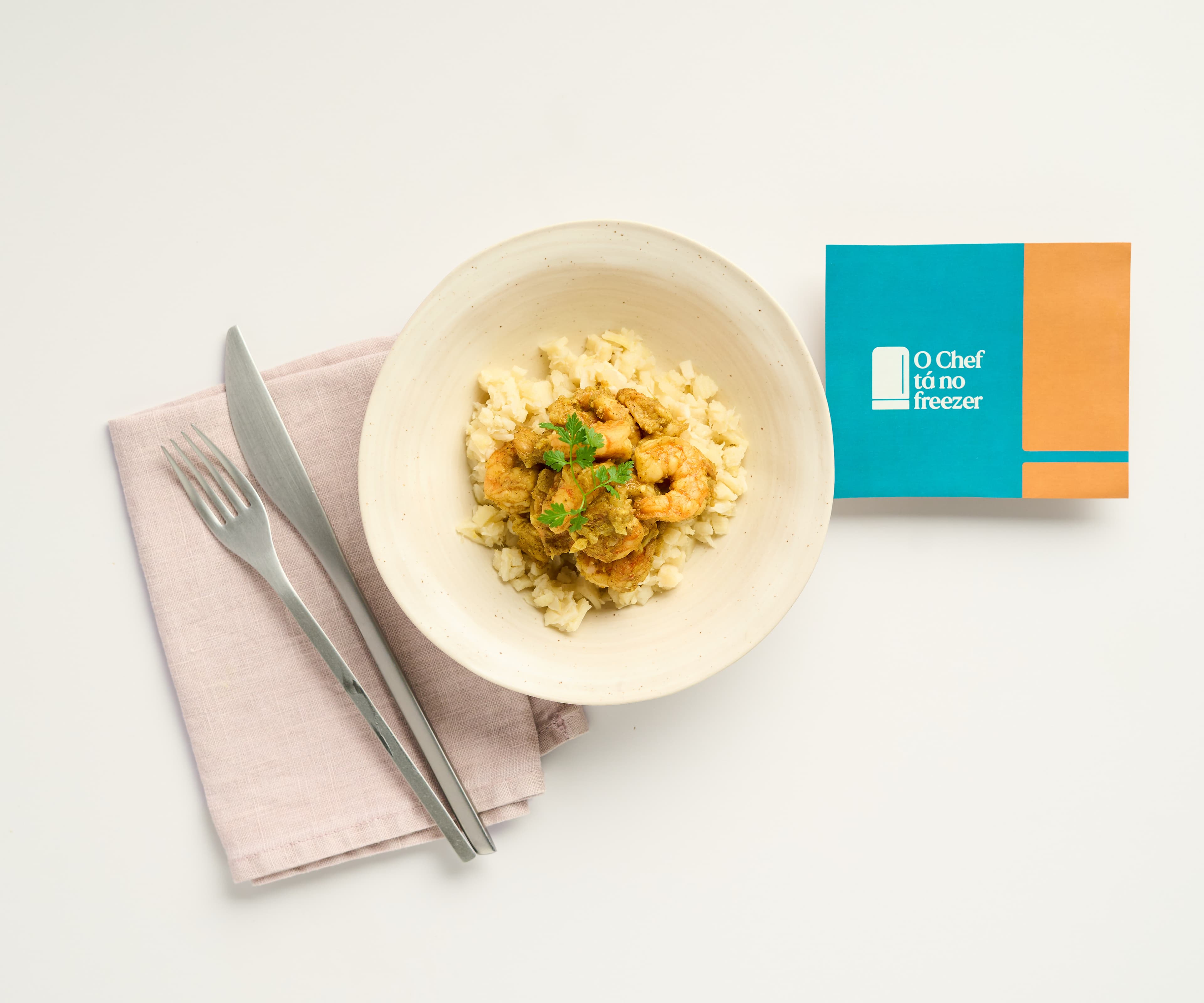 Camarão ao curry com arroz de palmito 250g