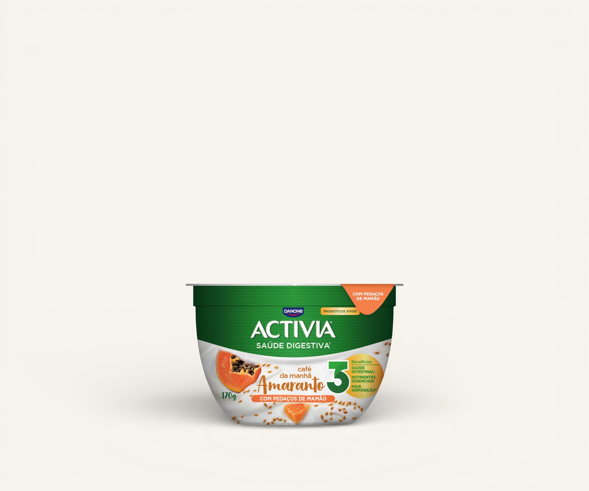 Leite fermentado Activia Café da Manhã amaranto & mamão 170g