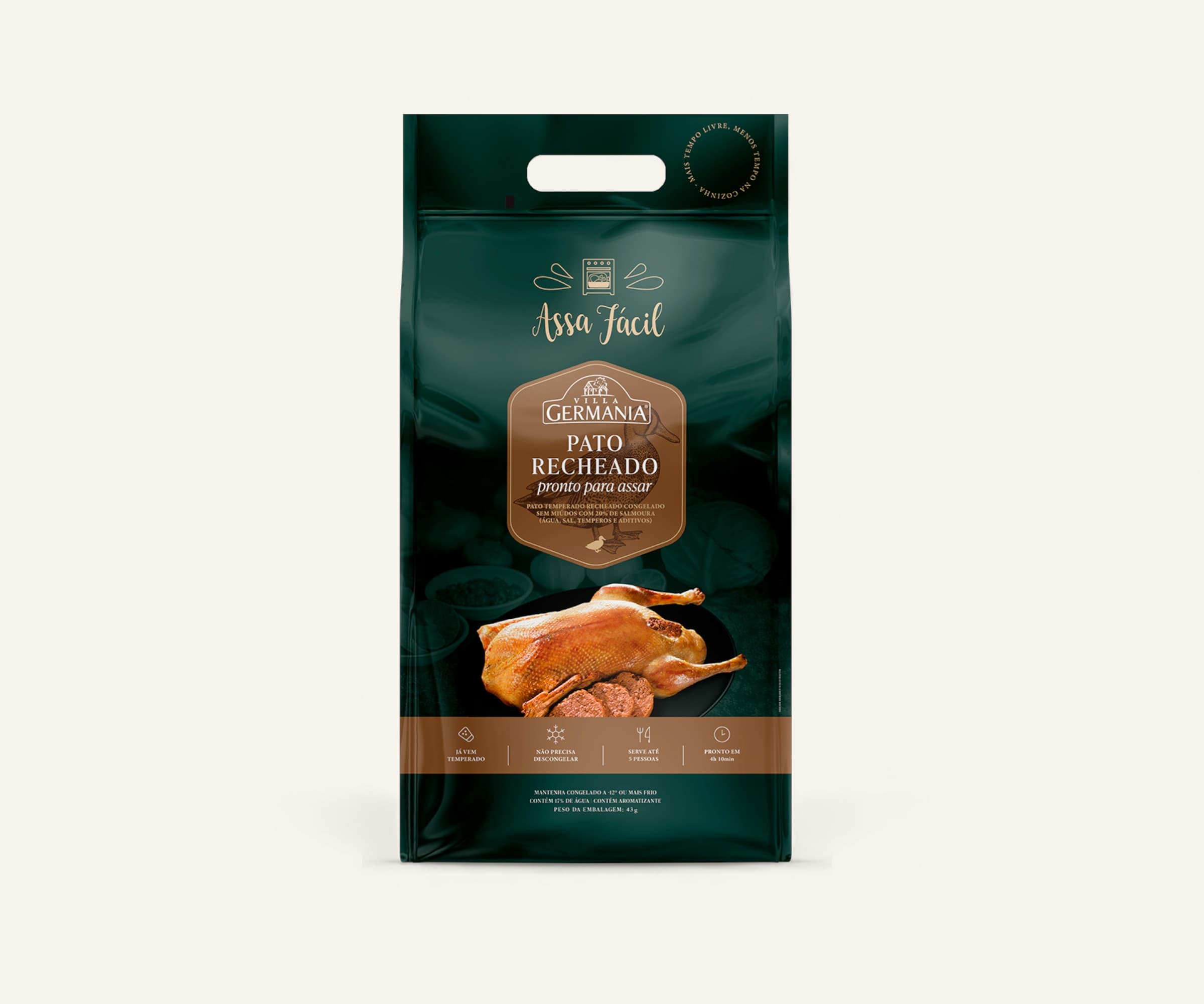 Pato temperado e recheado Villa Germania aprox. 3kg