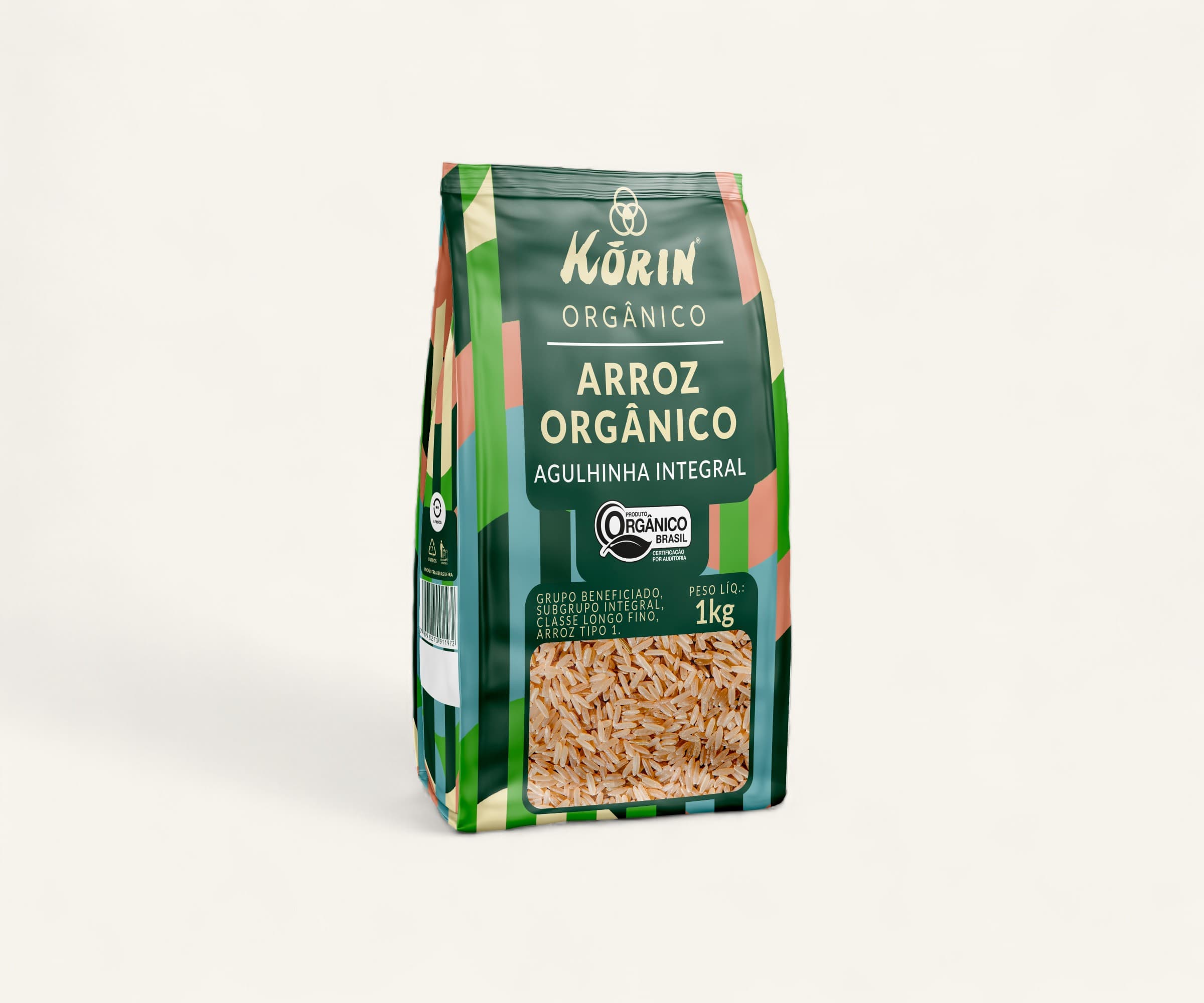Arroz agulhinha polido integral orgânico 1kg