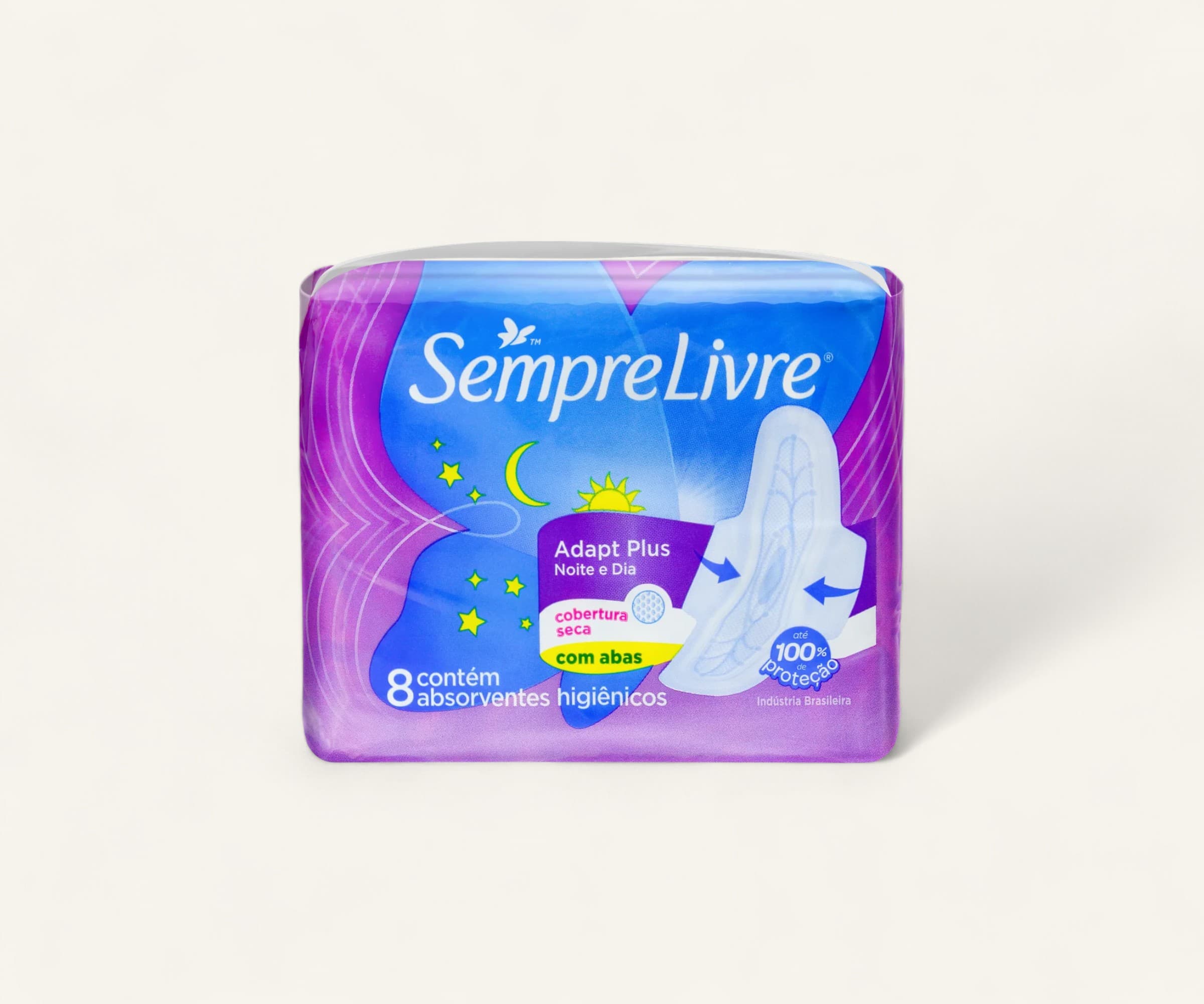 Absorvente higiênico com abas Sempre Livre adapt plus cobertura seca 8un