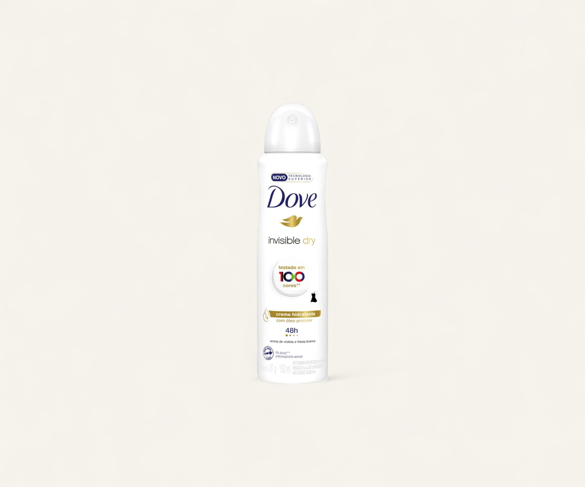 Desodorante antitranspirante em aerossol Dove invisible dry 150ml