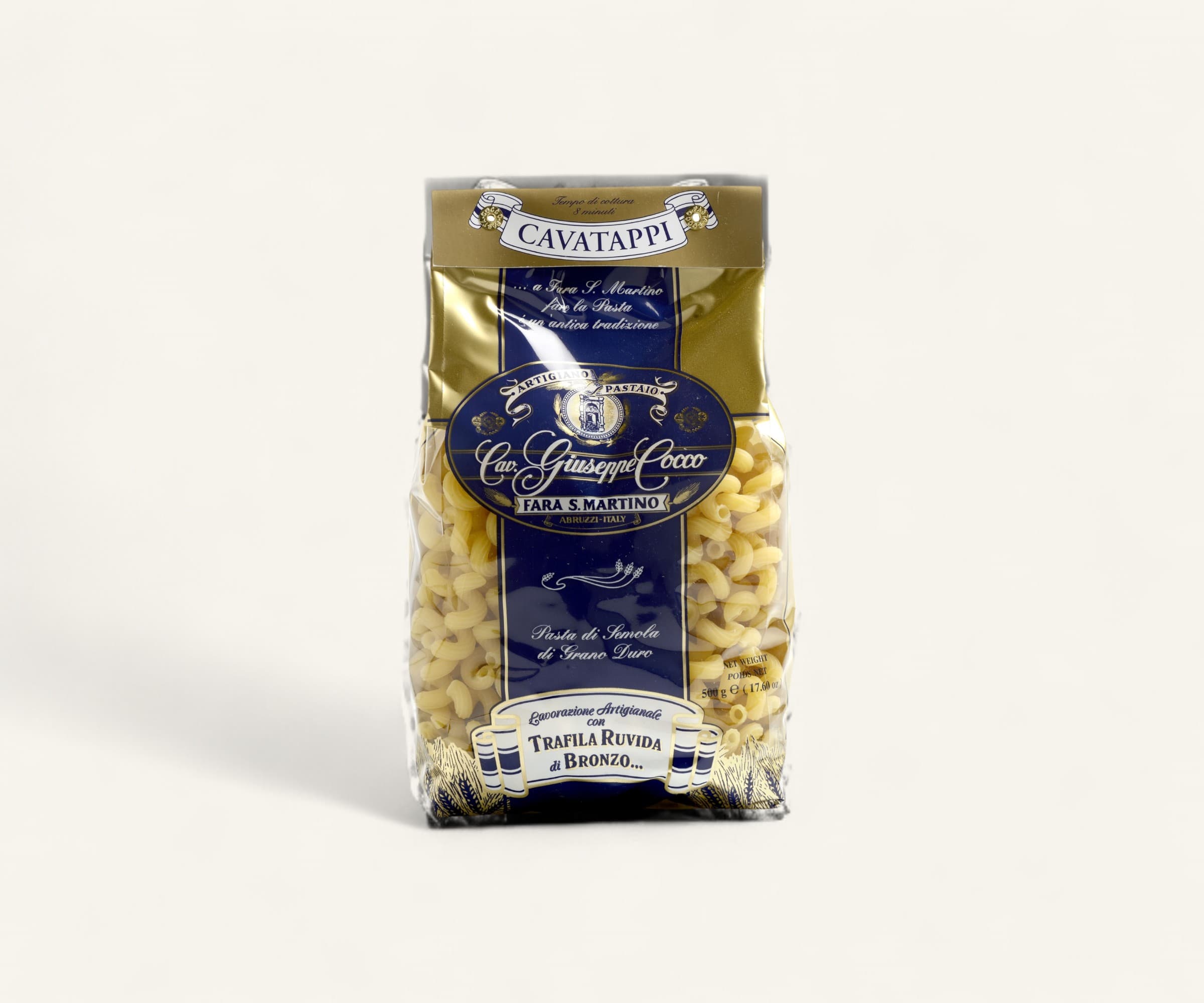 Macarrão cavatappi rigati de sêmola de grano duro 500g