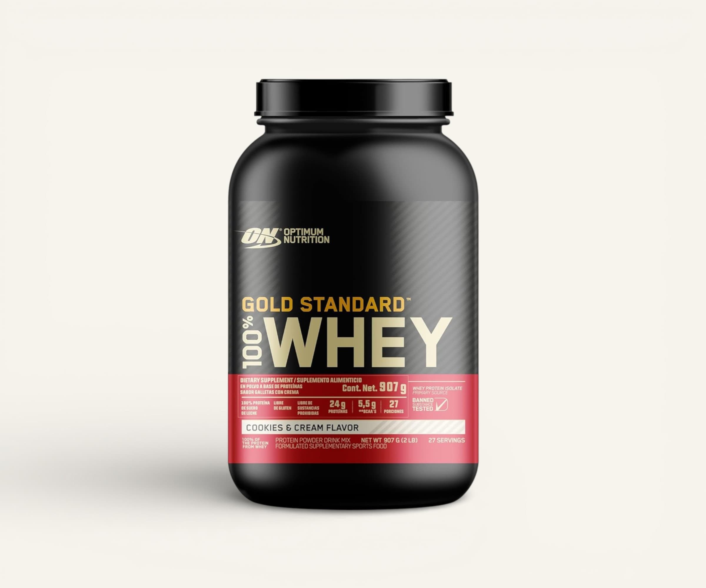 100% whey protein Gold Standard 24g cookies & cream Optimum Nutrition 899g