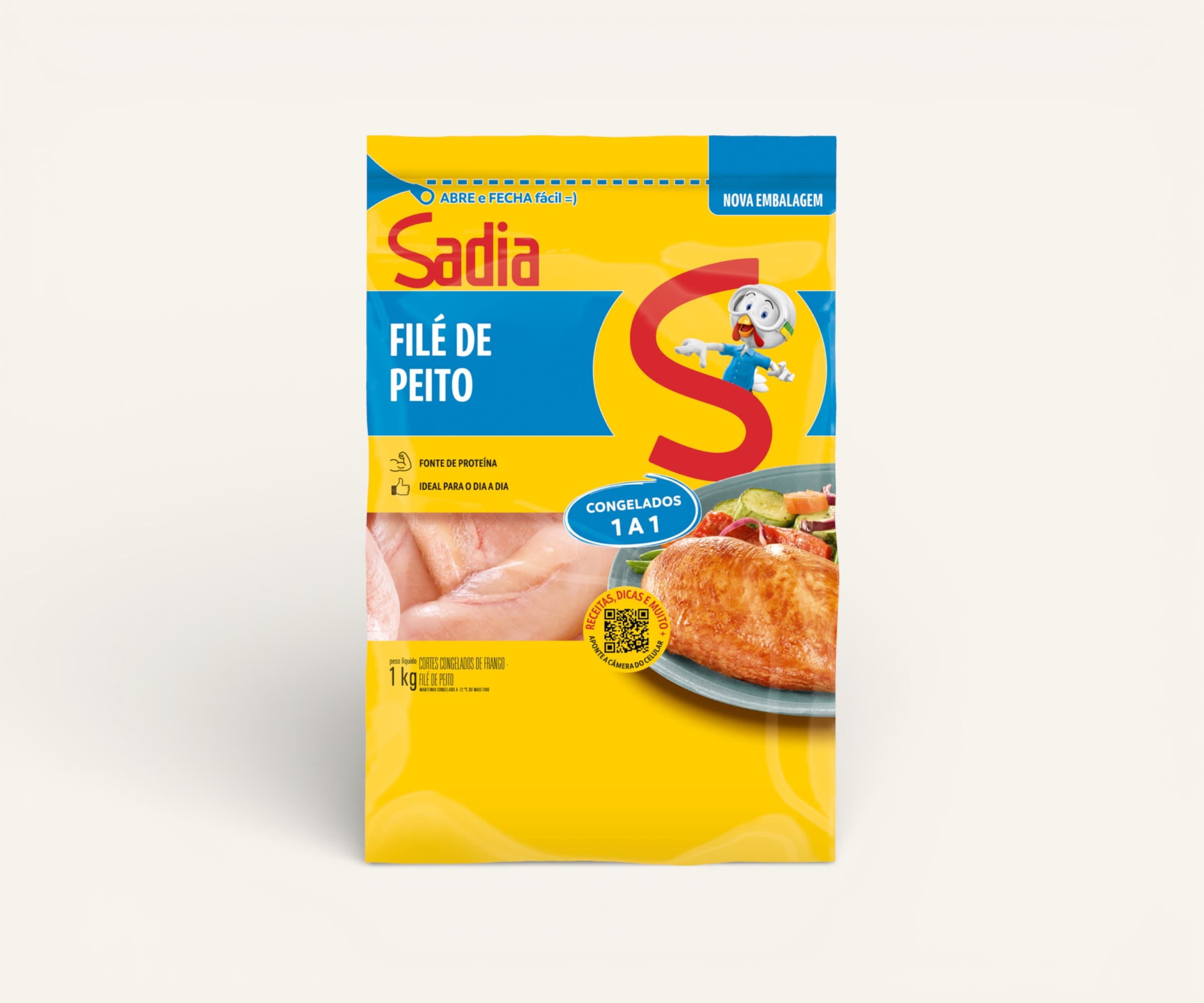 Filé de peito de frango congelados 1 a 1 Sadia 1kg