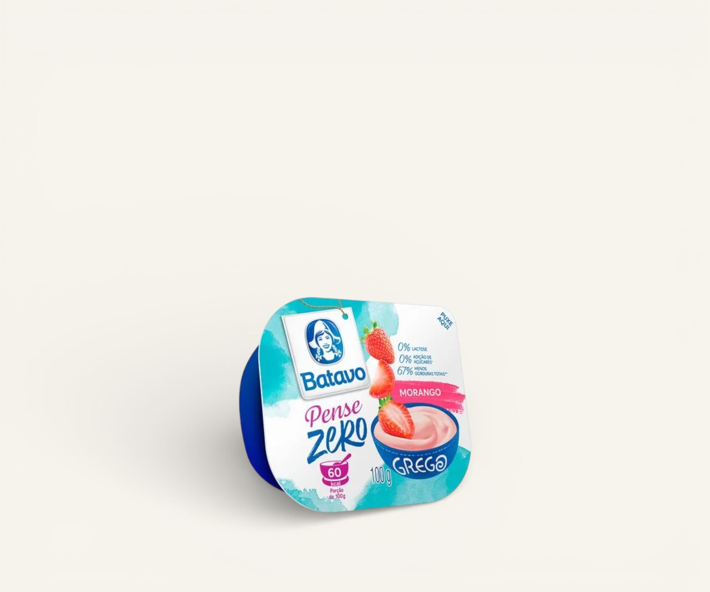 Iogurte desnatado Pense Zero Grego com preprado de morango 100g