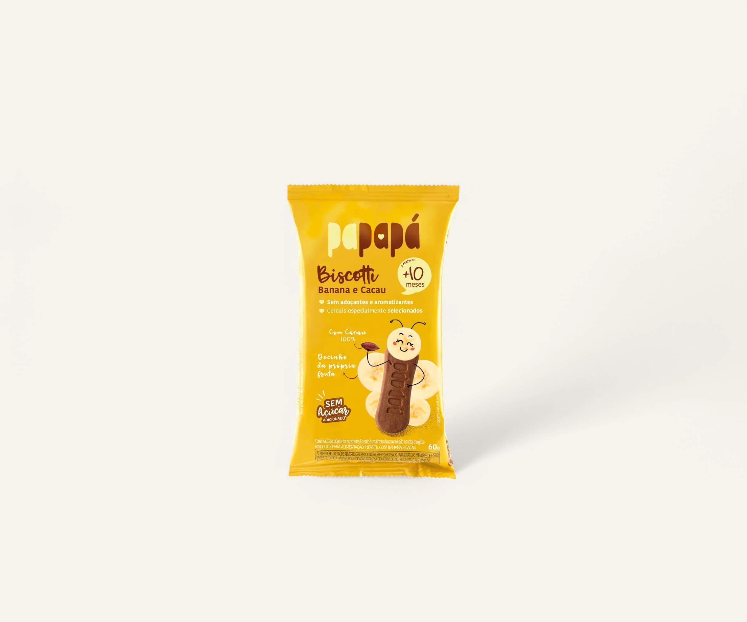 Biscoito infantil banana e cacau Biscotti Papapá 60g