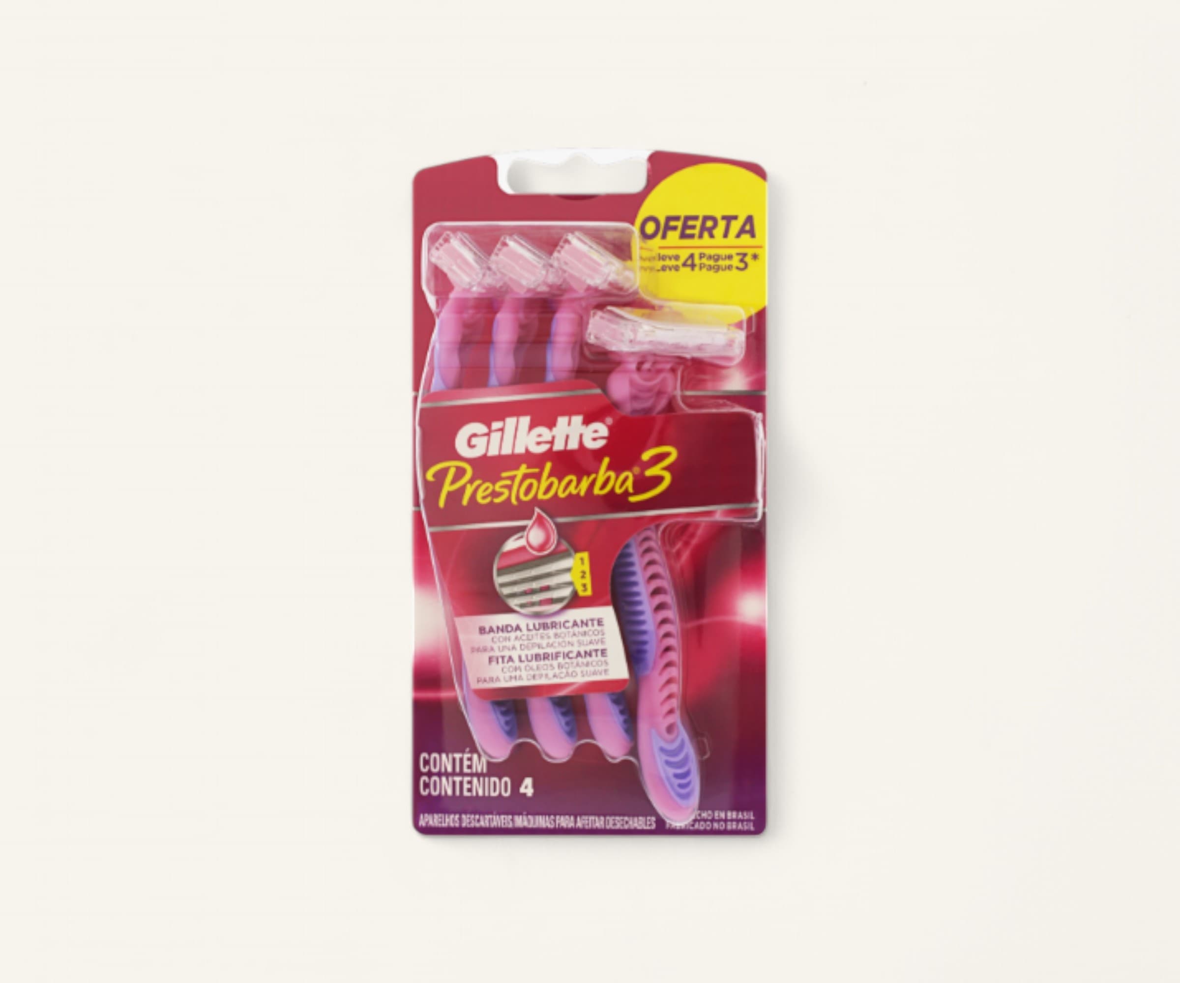 Aparelho descartável para depilação Prestobarba3 Gillette 4un