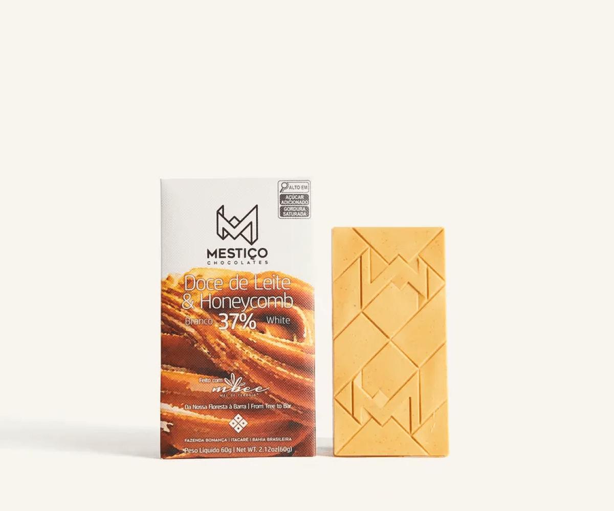 Chocolate 37% cacau com doce de leite e honeycomb bean to bar 60g