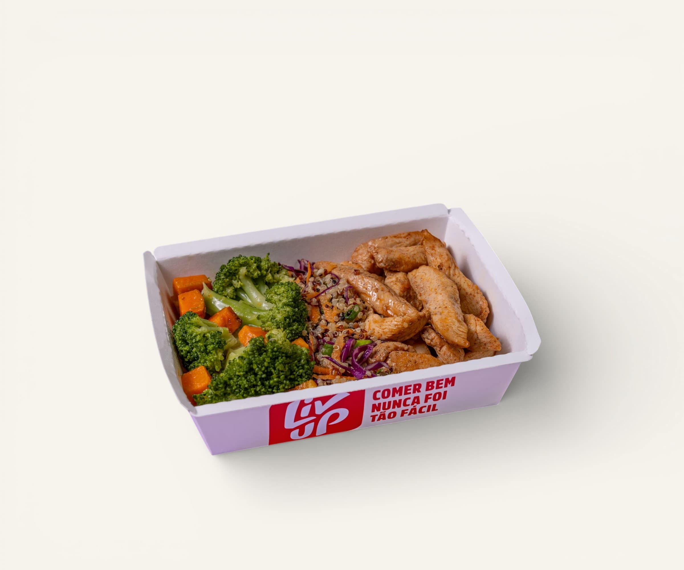 Frango em tiras com mix de quino , brócolis e cenouras Liv Up 300g
