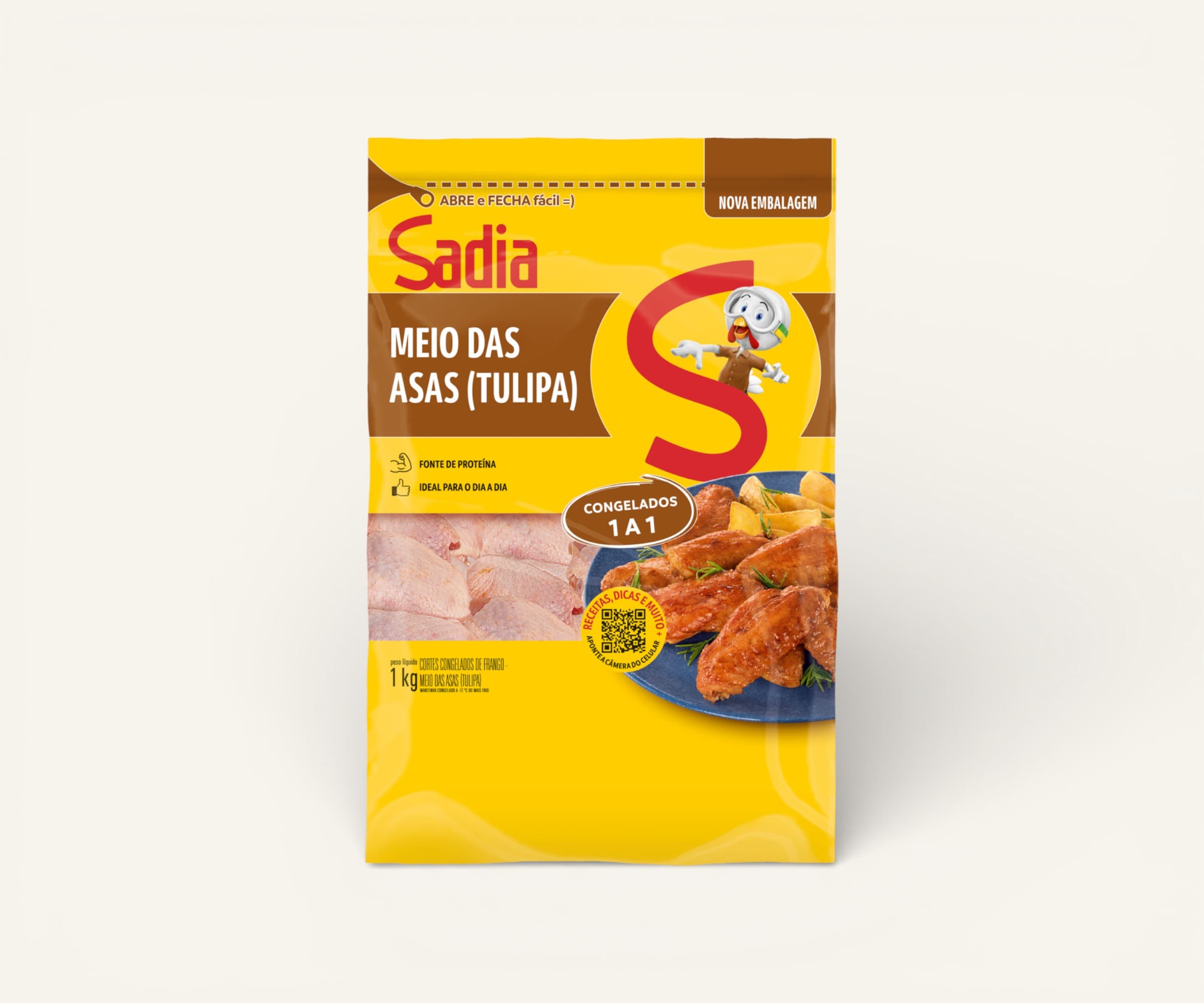 Meio da asa de frango congelados 1 a 1 Sadia 1 kg
