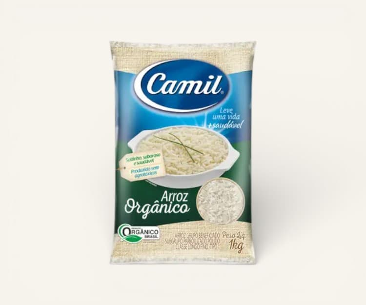 Arroz parboilizado Orgânico longo fino Camil 1kg