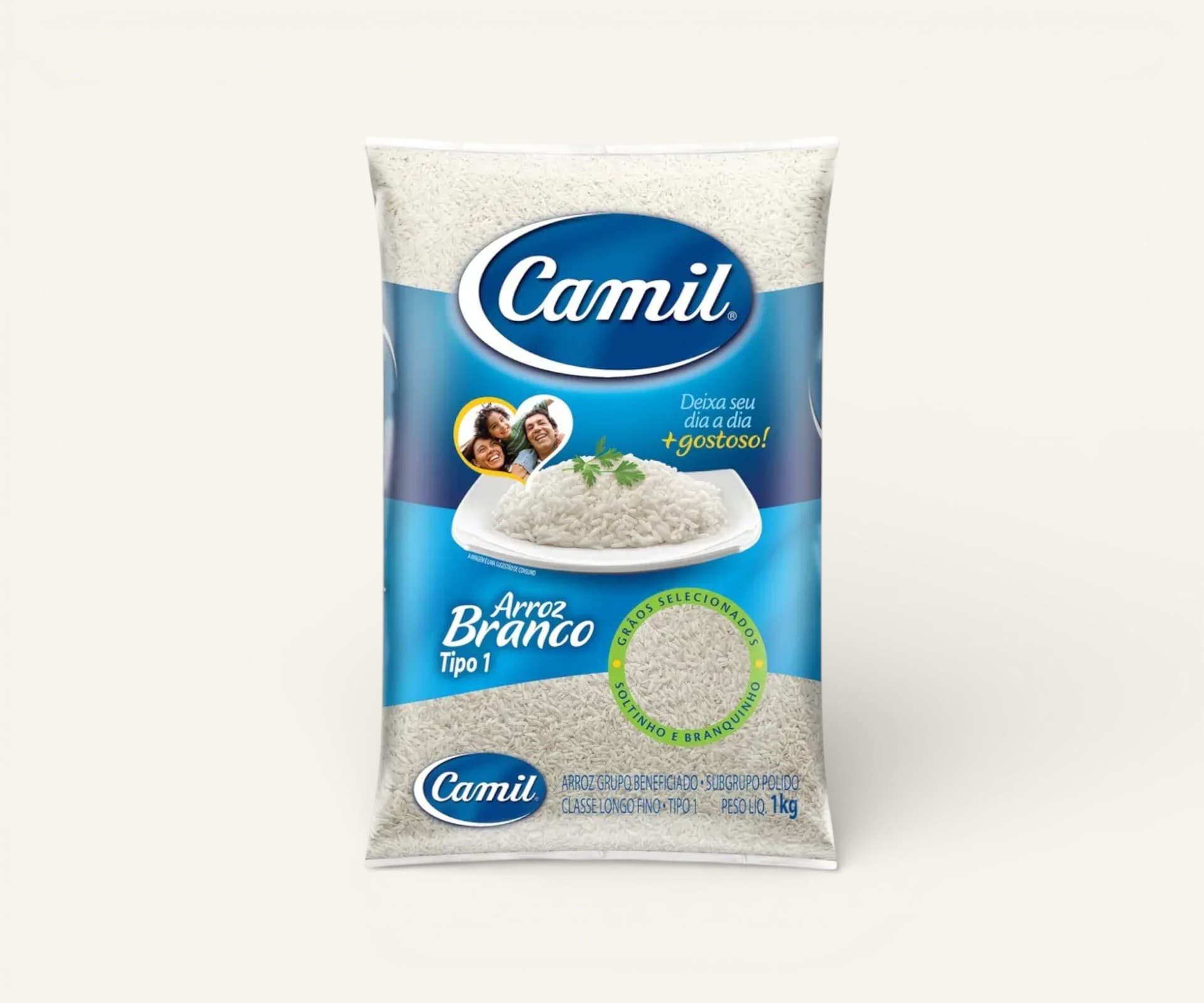 Arroz branco longo fino Camil 1kg