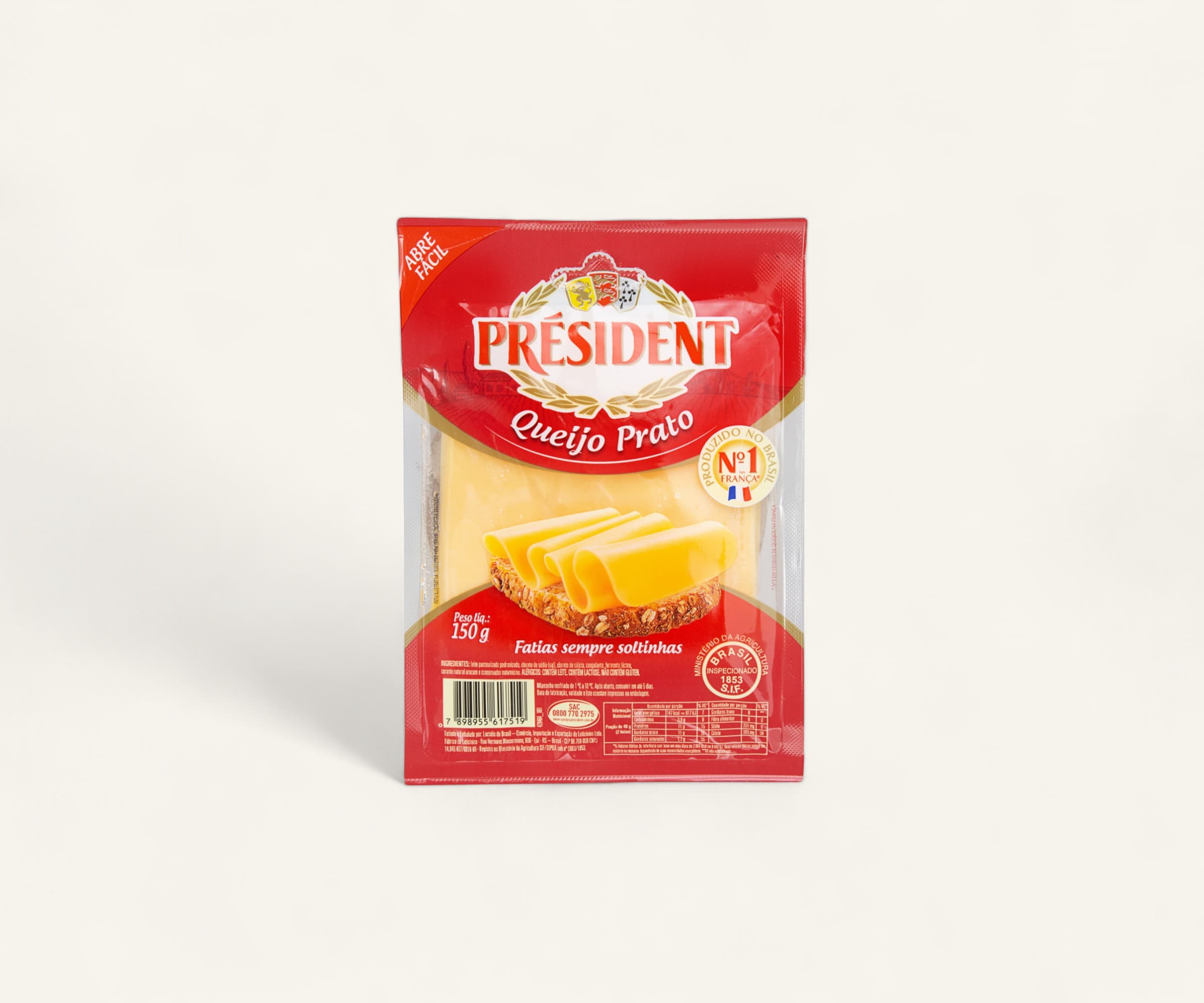 Queijo prato fatiado Président 150g