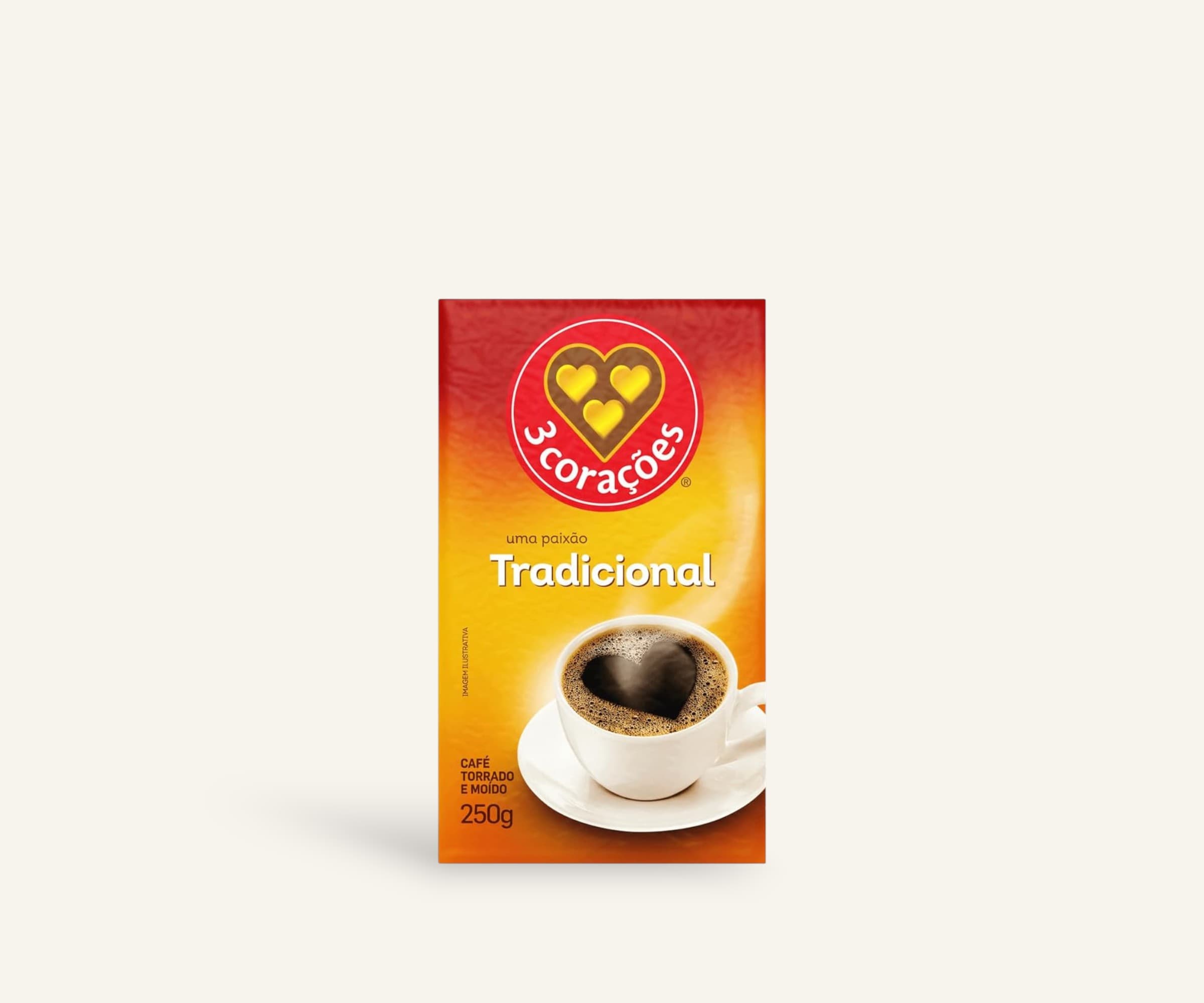 Café torrado e moído 3 Corações tradicional a vácuo 250g