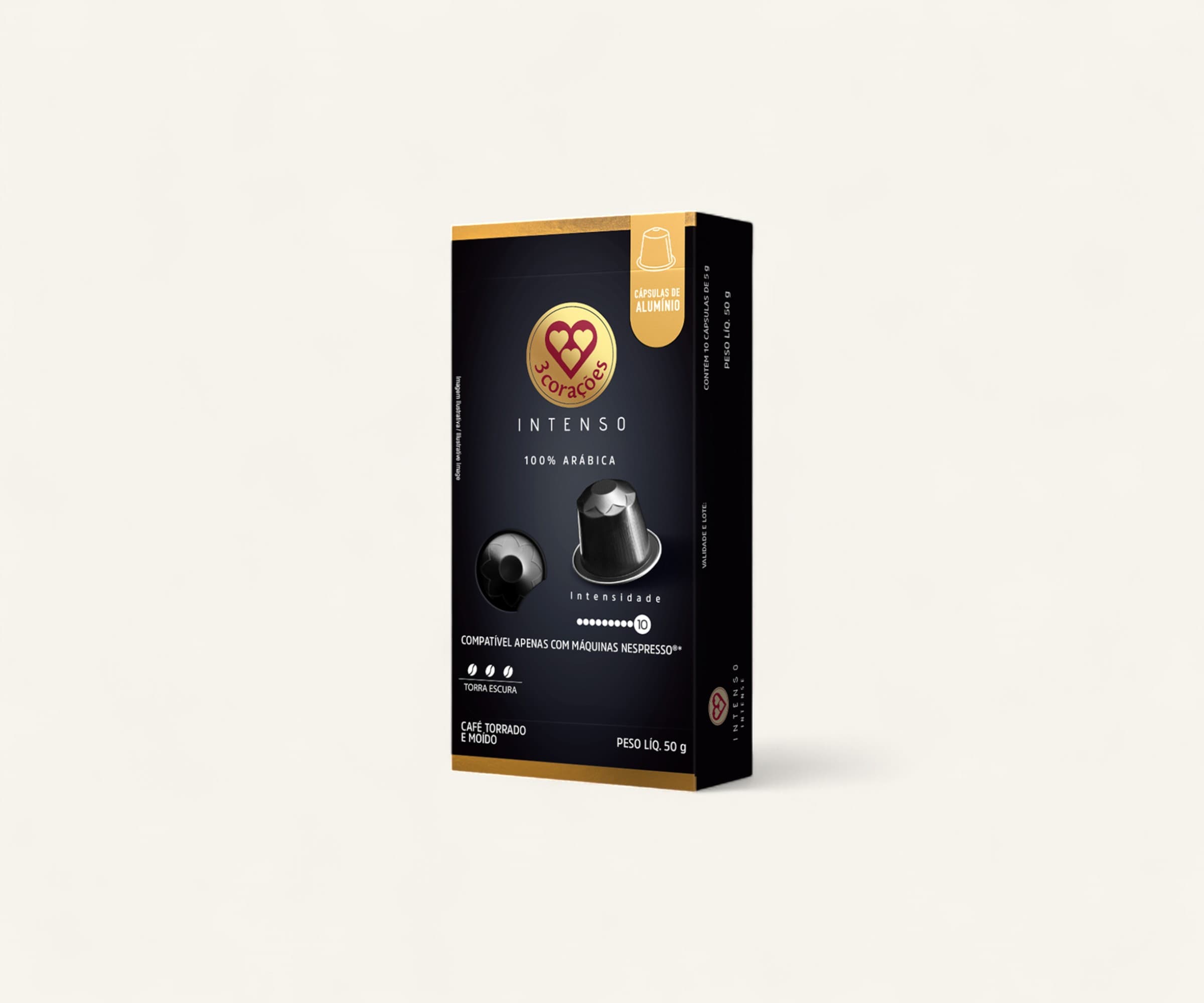 Café em cápsula intenso compatível com máquinas Nespresso 100% arábica 3 Corações 10 cápsulas