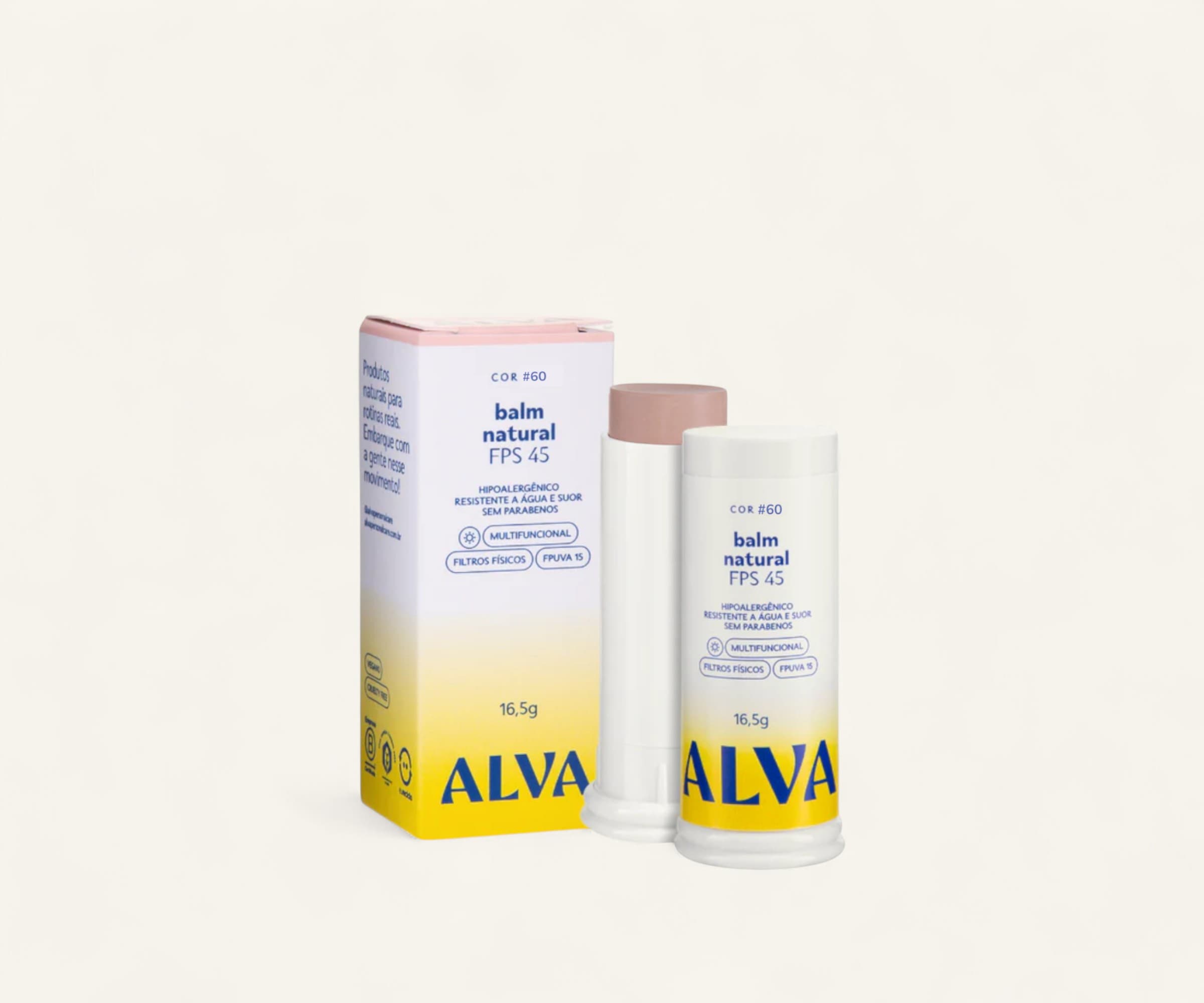 Balm facial natural FPS 45 cor #60 Alva 16,5g