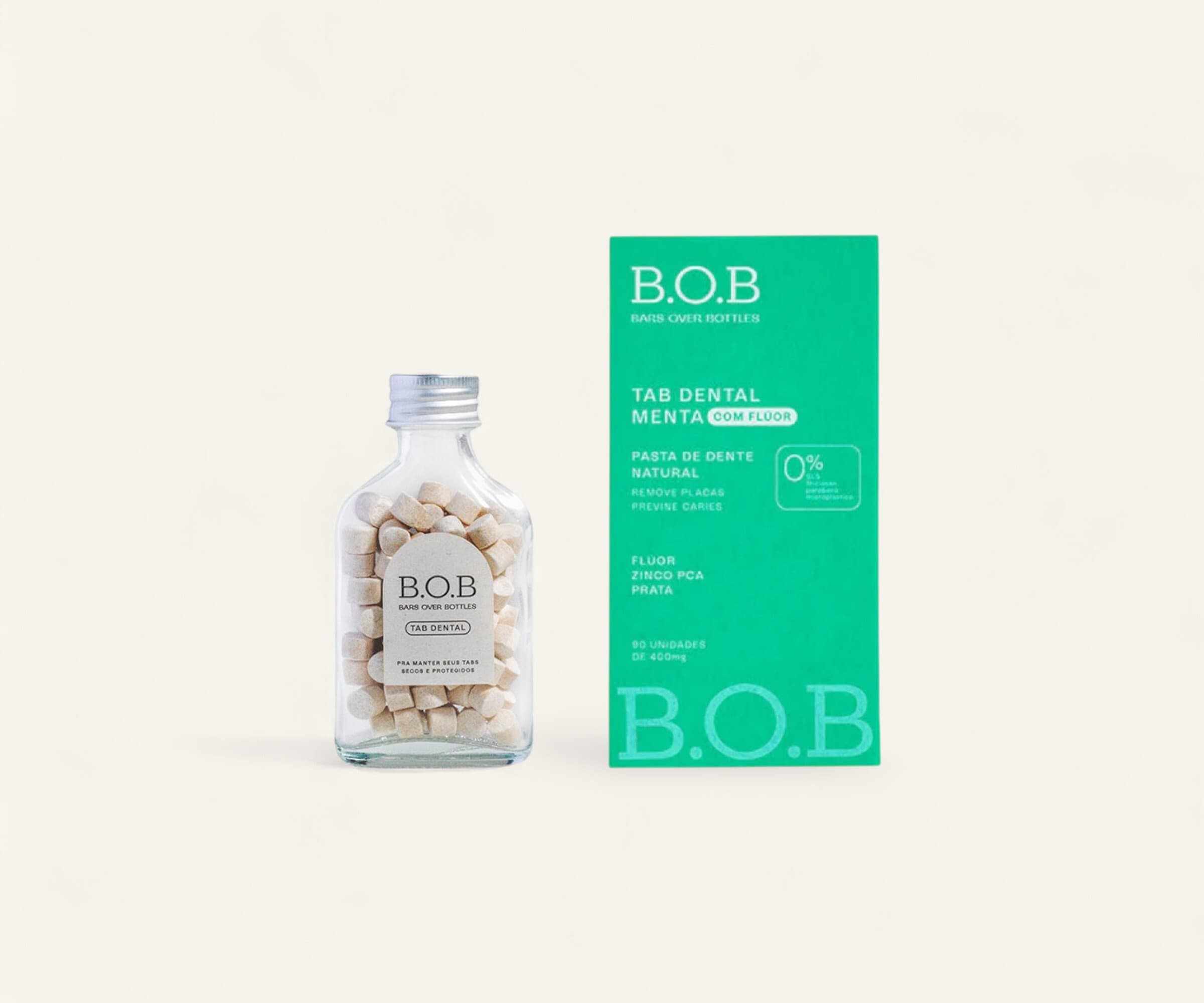 Pastilha dental com flúor sabor menta B.O.B 90un