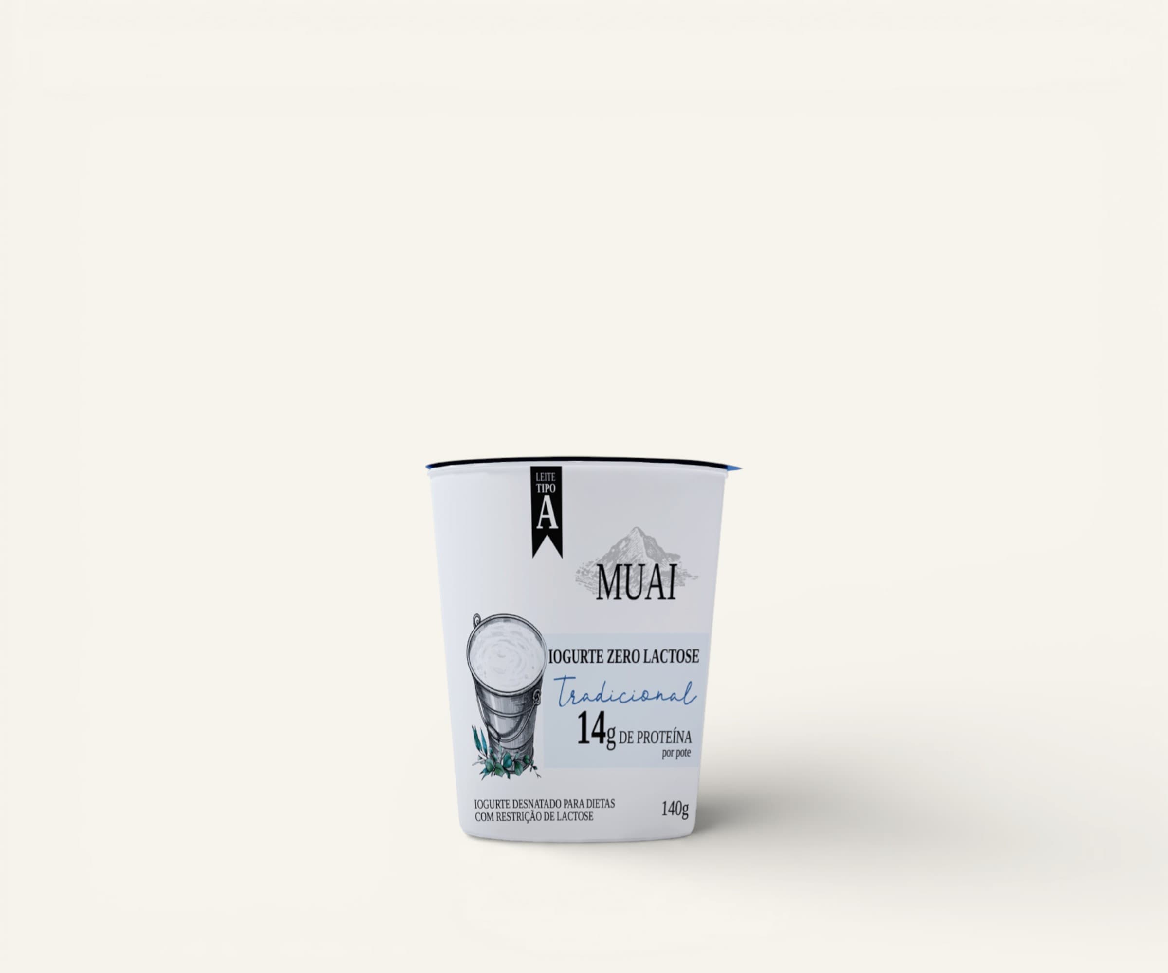 Iogurte desnatado zero lactose tradicional Muai 140g