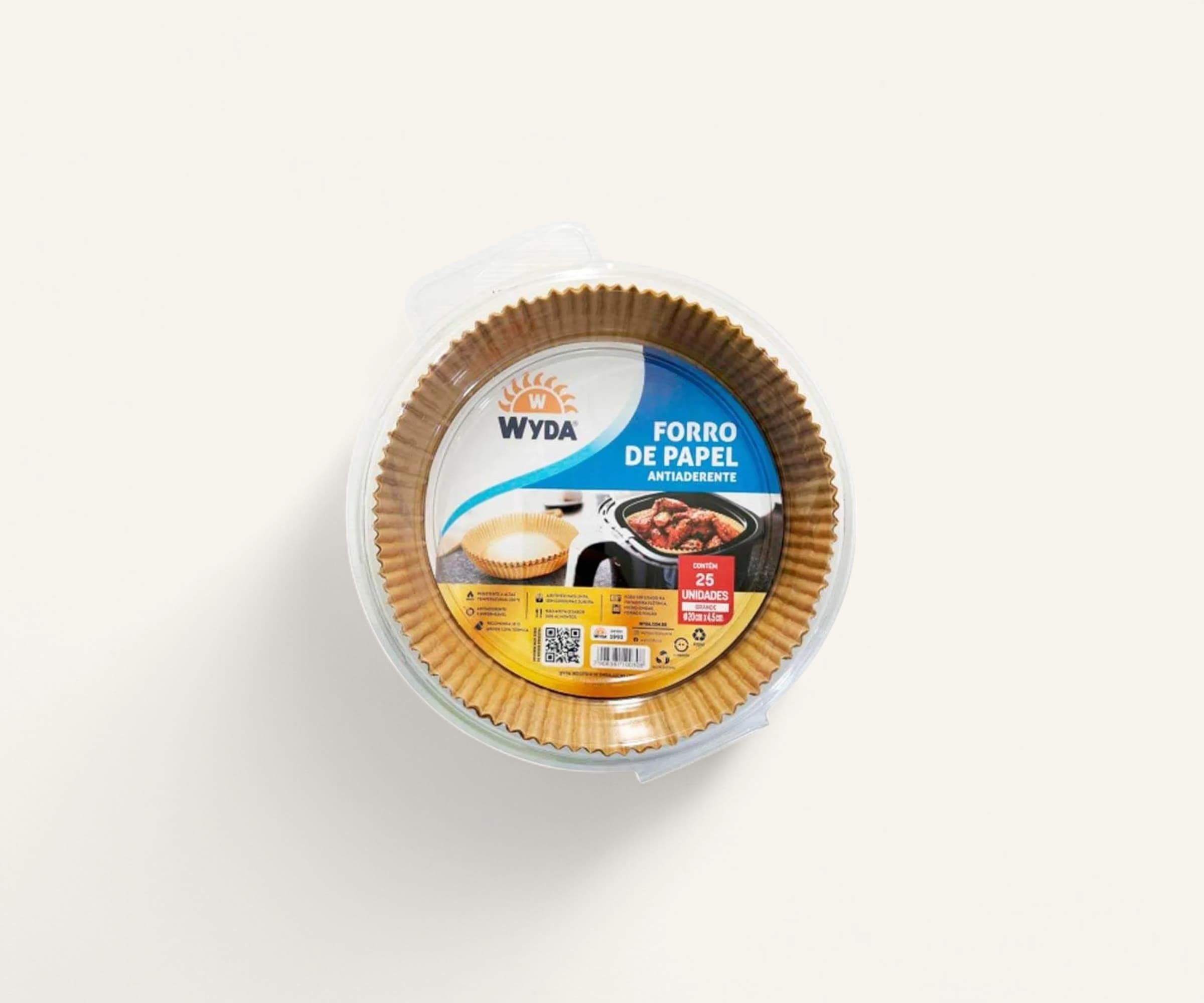 Forro de papel antiaderente 16x4,5cm para airfryer 25un