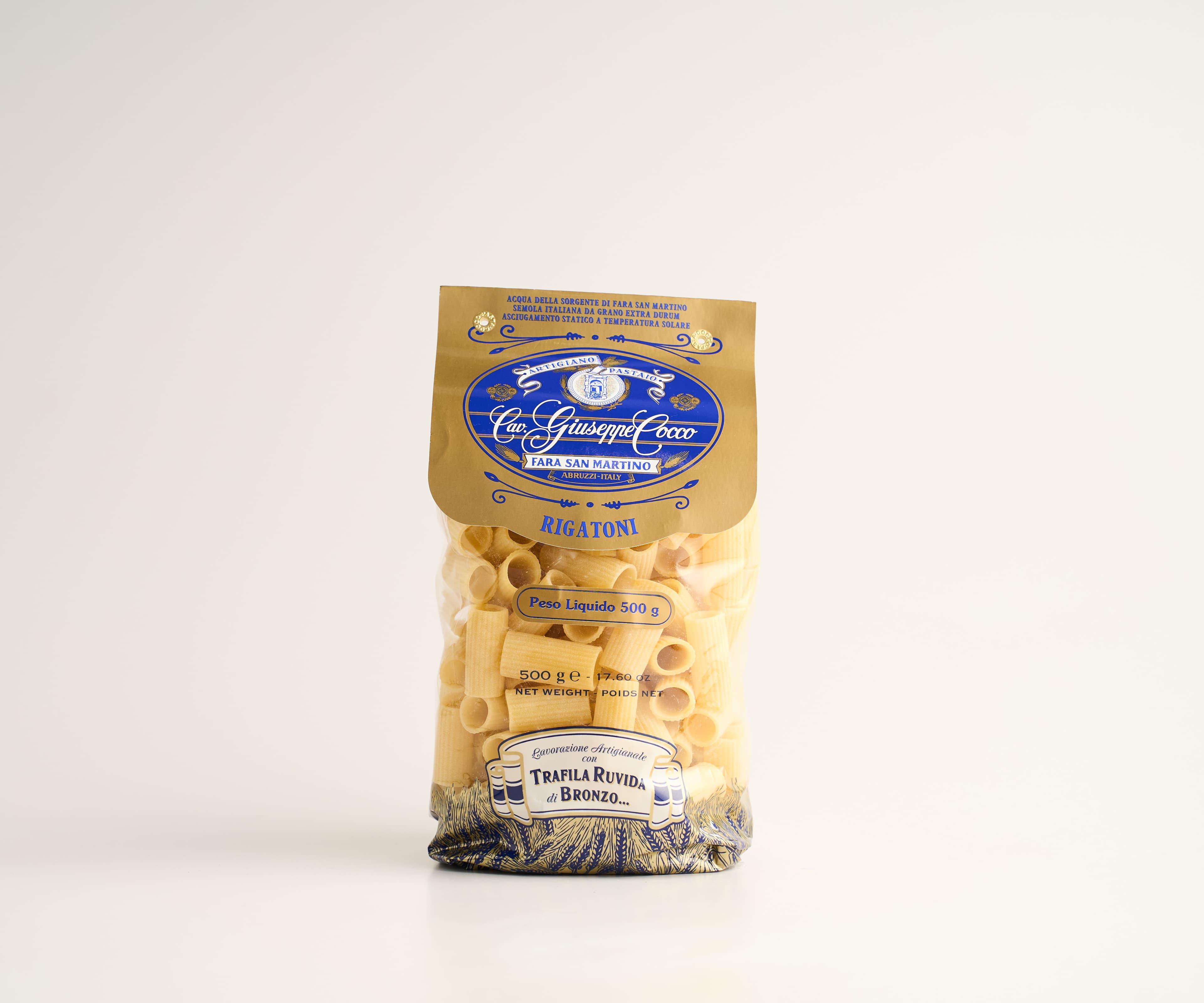 Macarrão rigatoni de sêmola de grano duro 500g