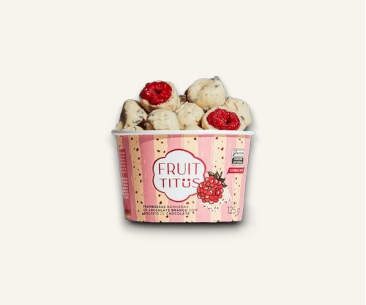 Framboesa coberta com chocolate branco e cookies & cream Fruit-Titüs 125g