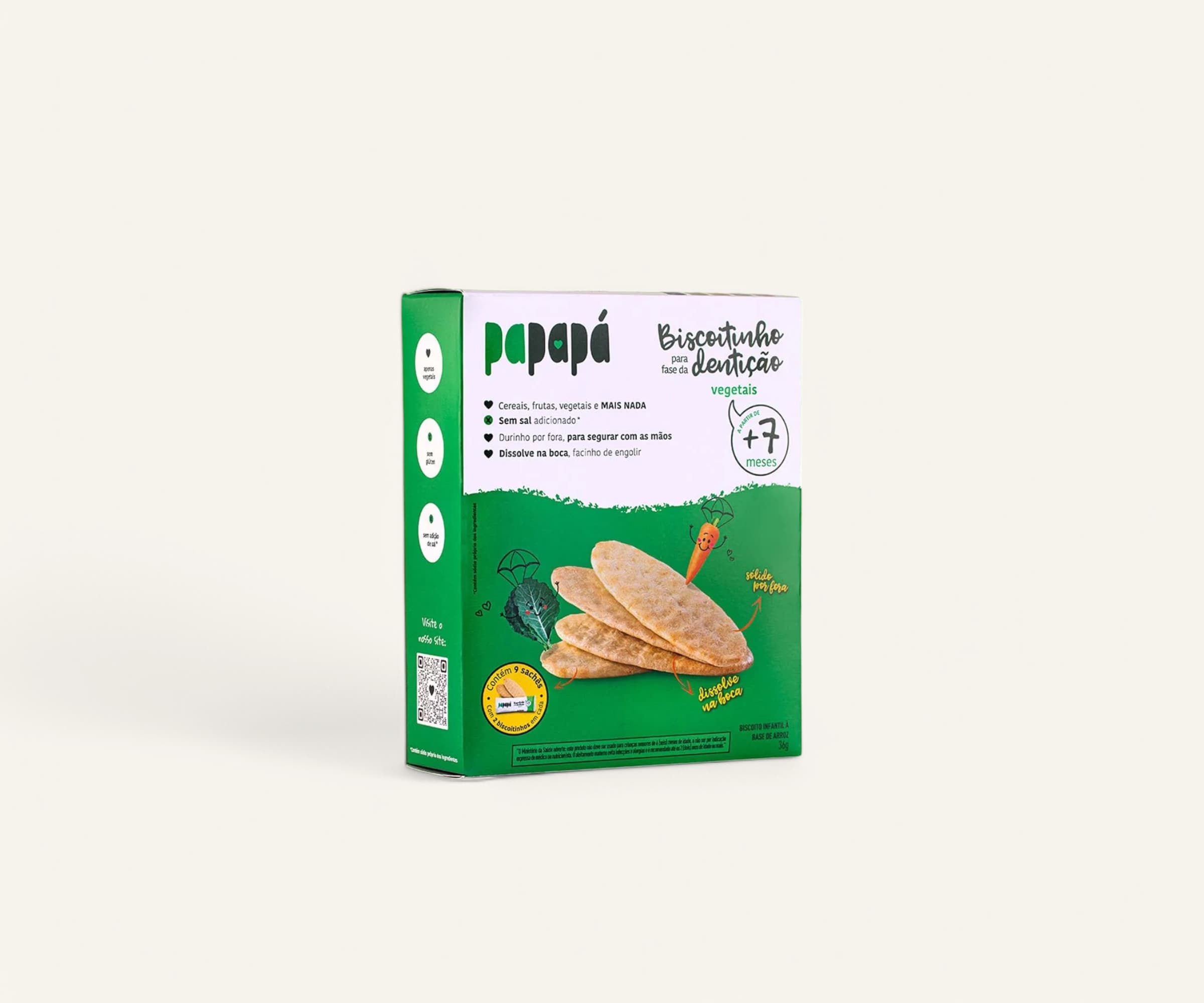 Biscoitinhos para fase de dentição vegetais Papapá 36g