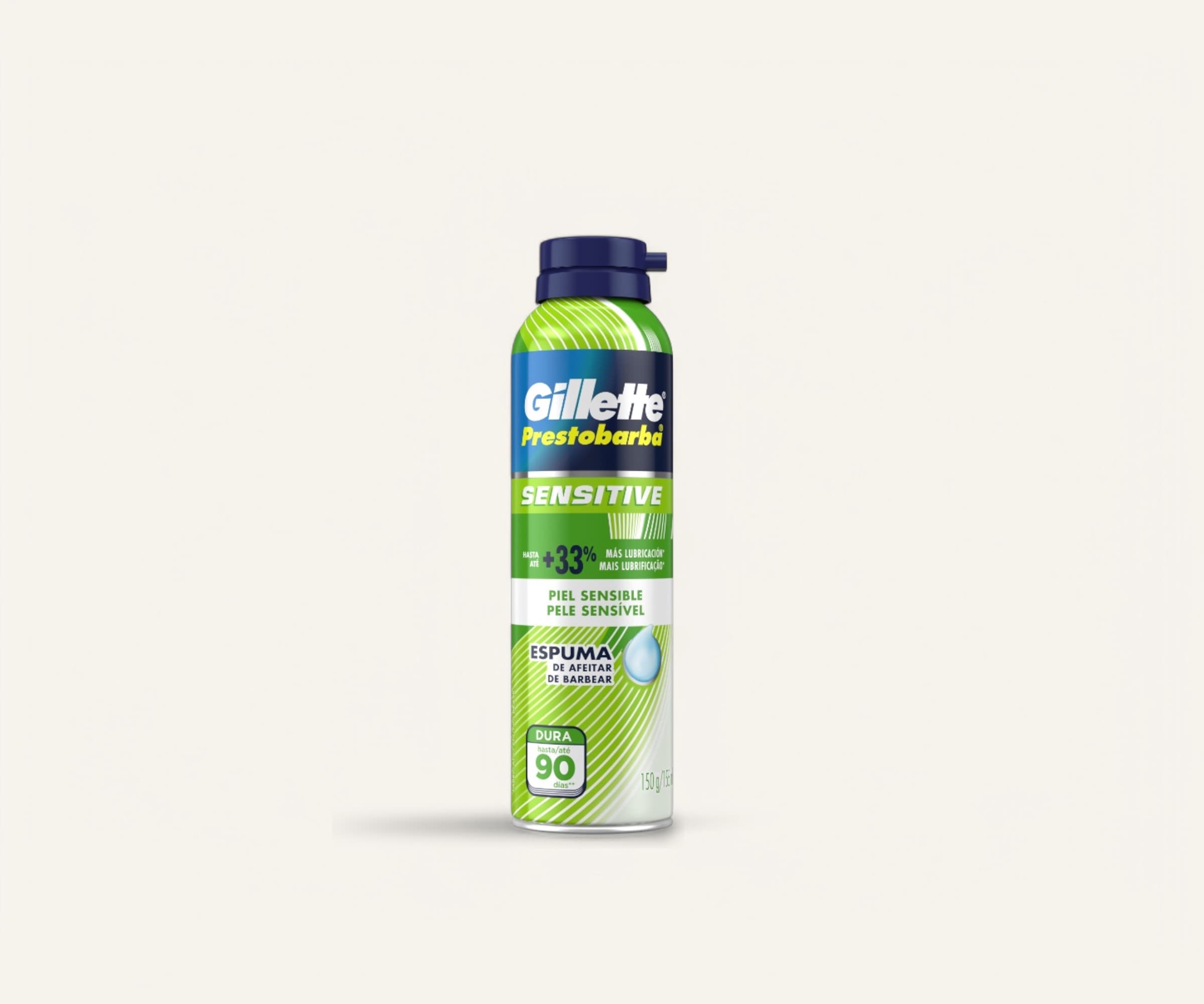 Espuma de barbear Prestobarba sensitive Gillette 150g