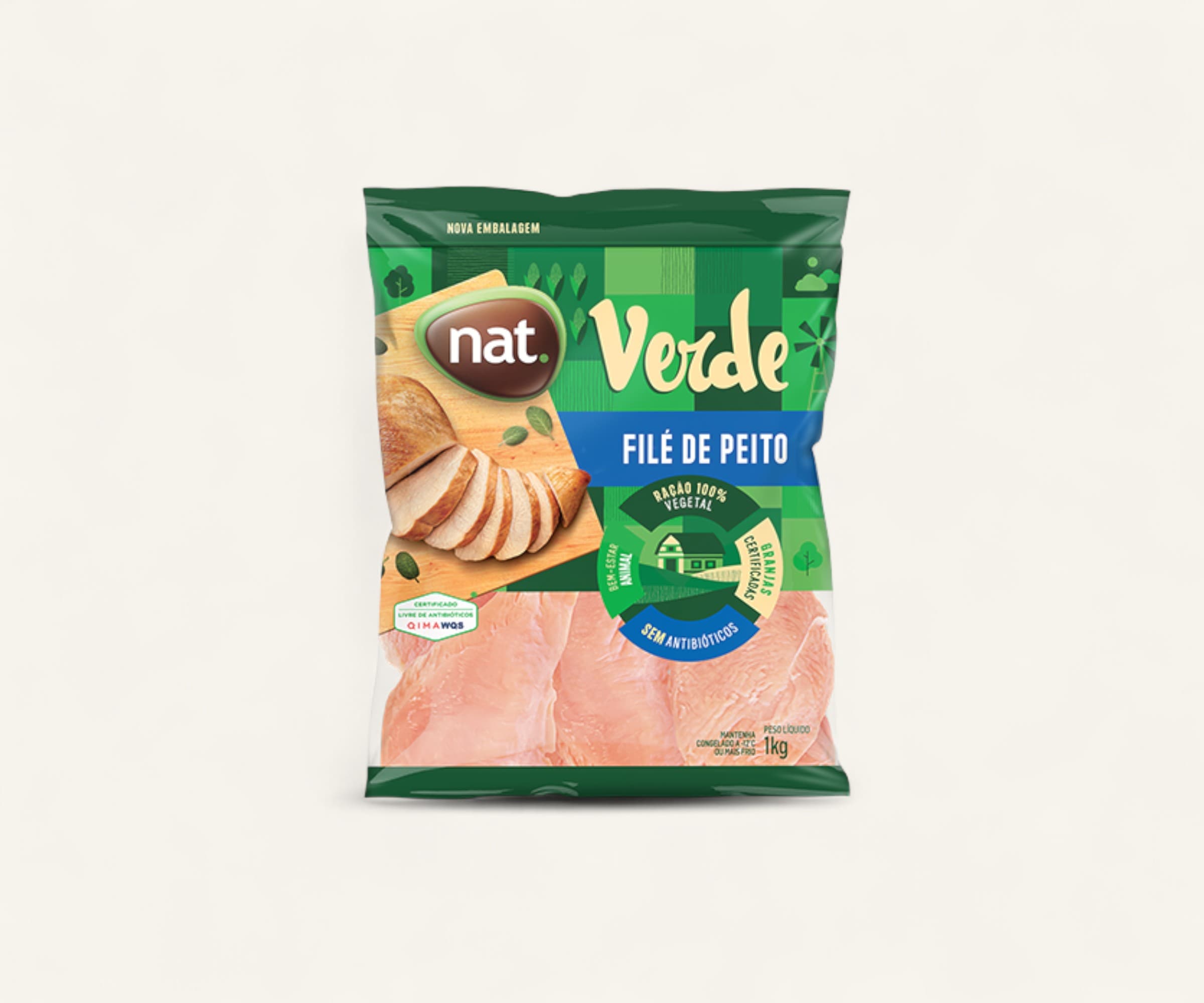 Filé de peito de frango nat. verde 1kg