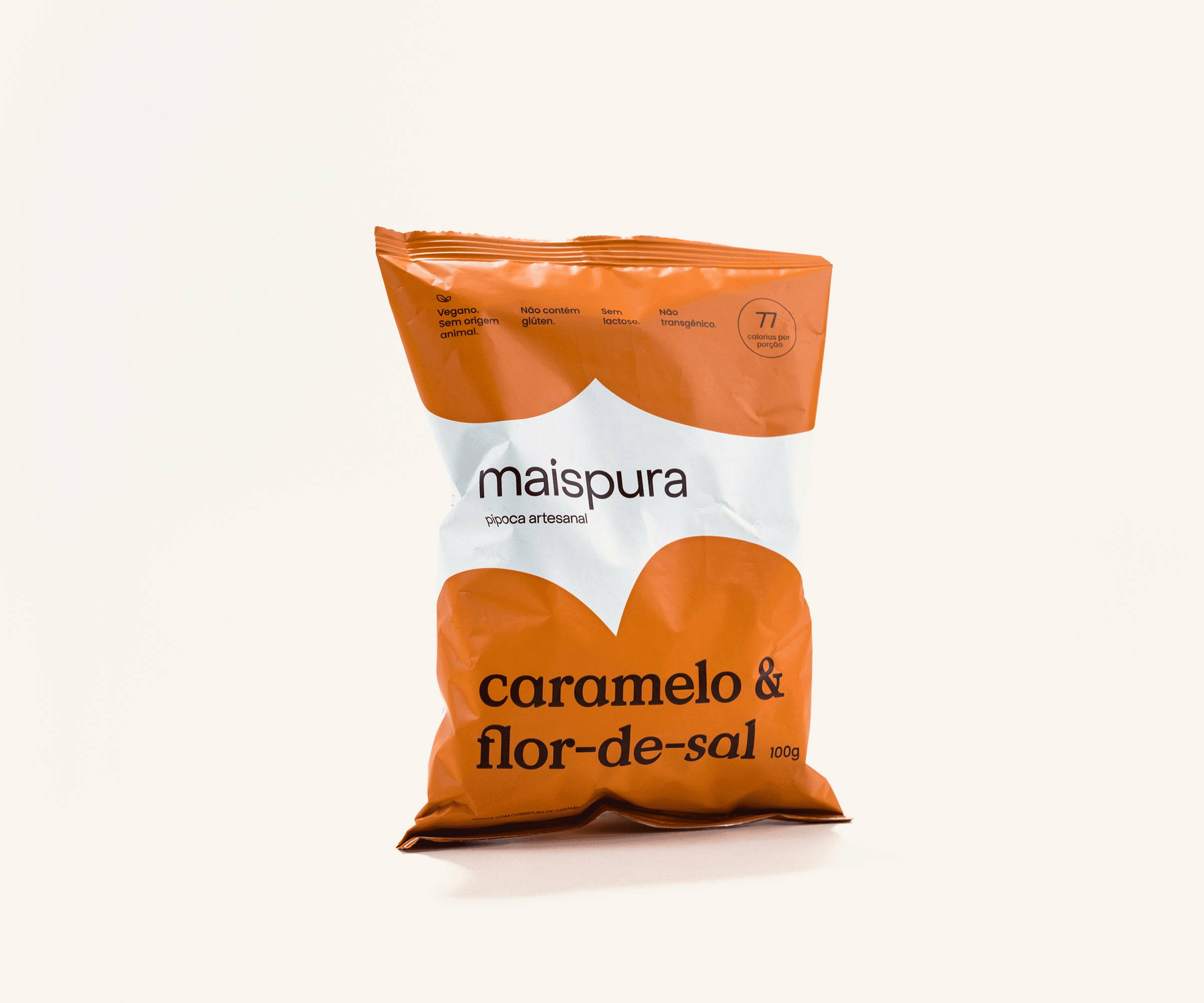 Pipoca artesanal caramelo e flor de sal 100g