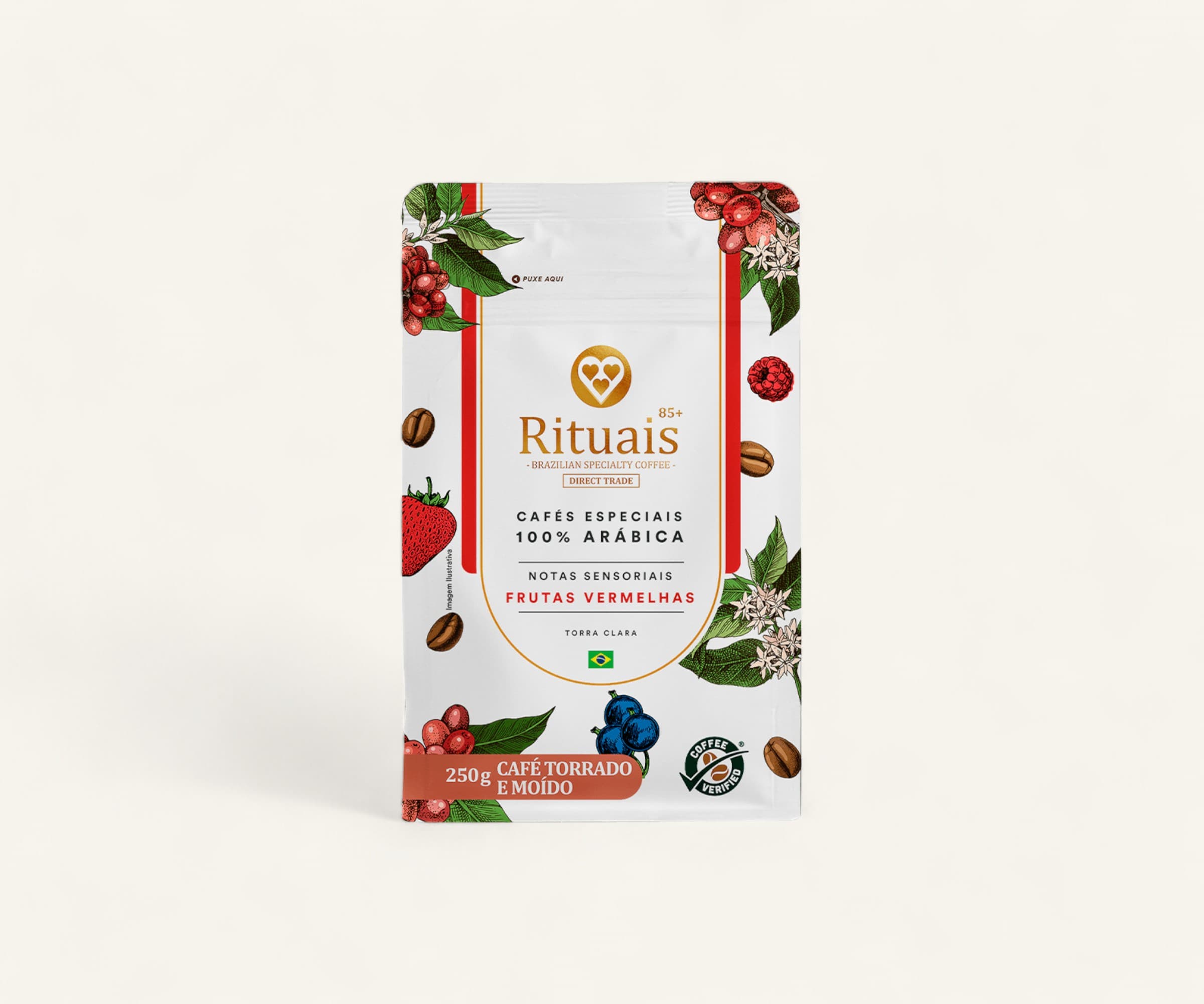 Café torrado e moído rituais frutas vermelhas 3 corações 250g