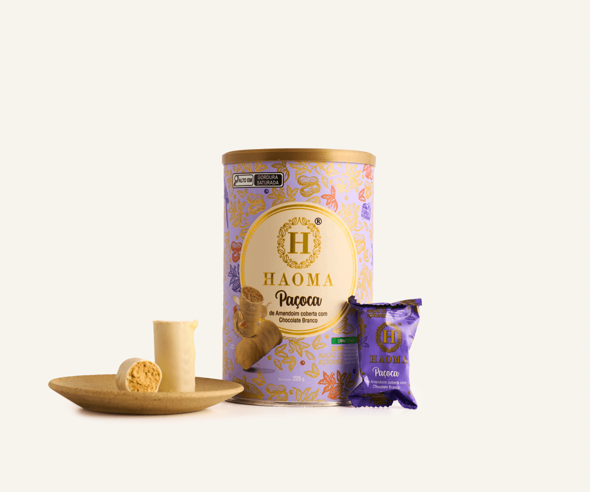 Paçoca com cobertura de chocolate branco Haoma 225g