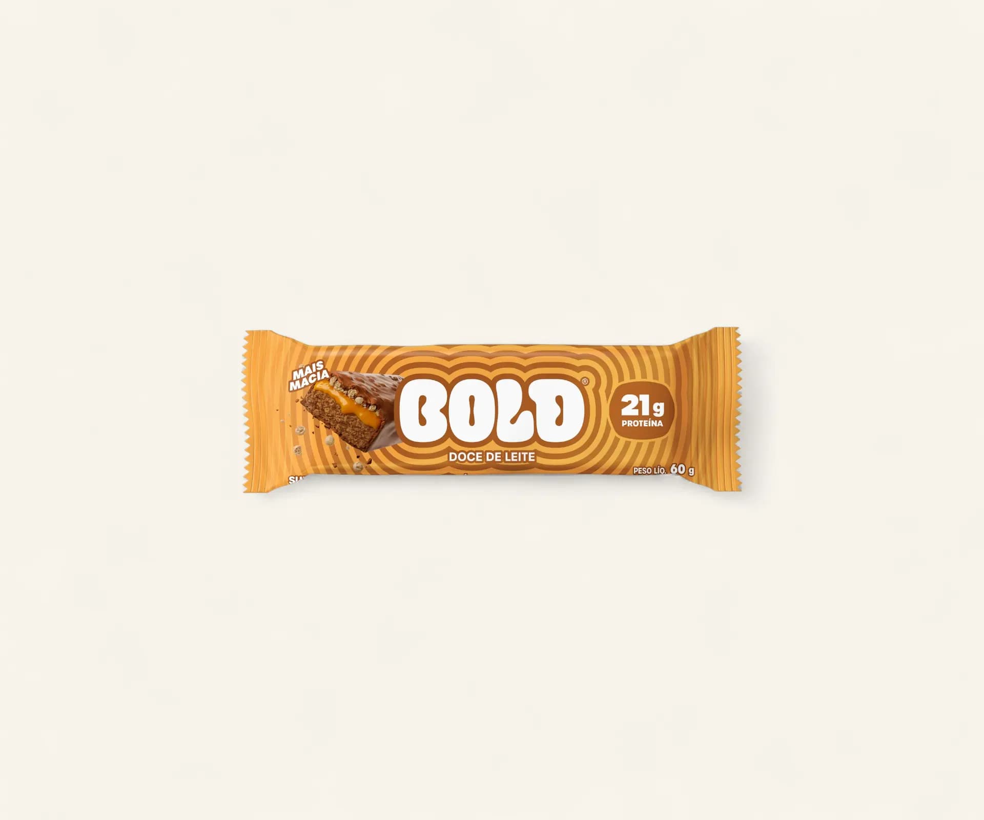 Barra de proteína Bold 21g sabor doce de leite 60g