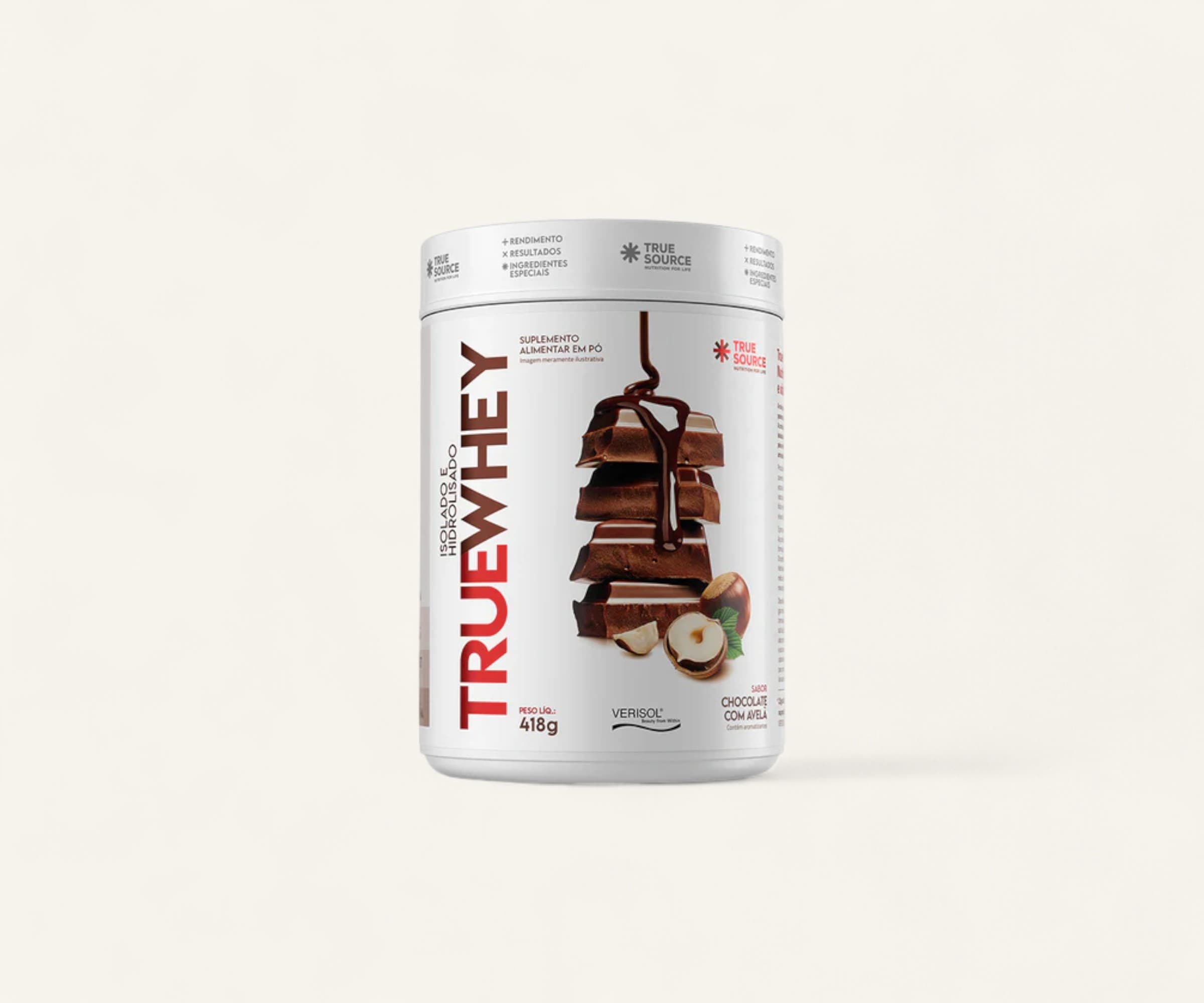 Whey protein True whey isolado e hidrolisado sabor chocolate com avelã 418g