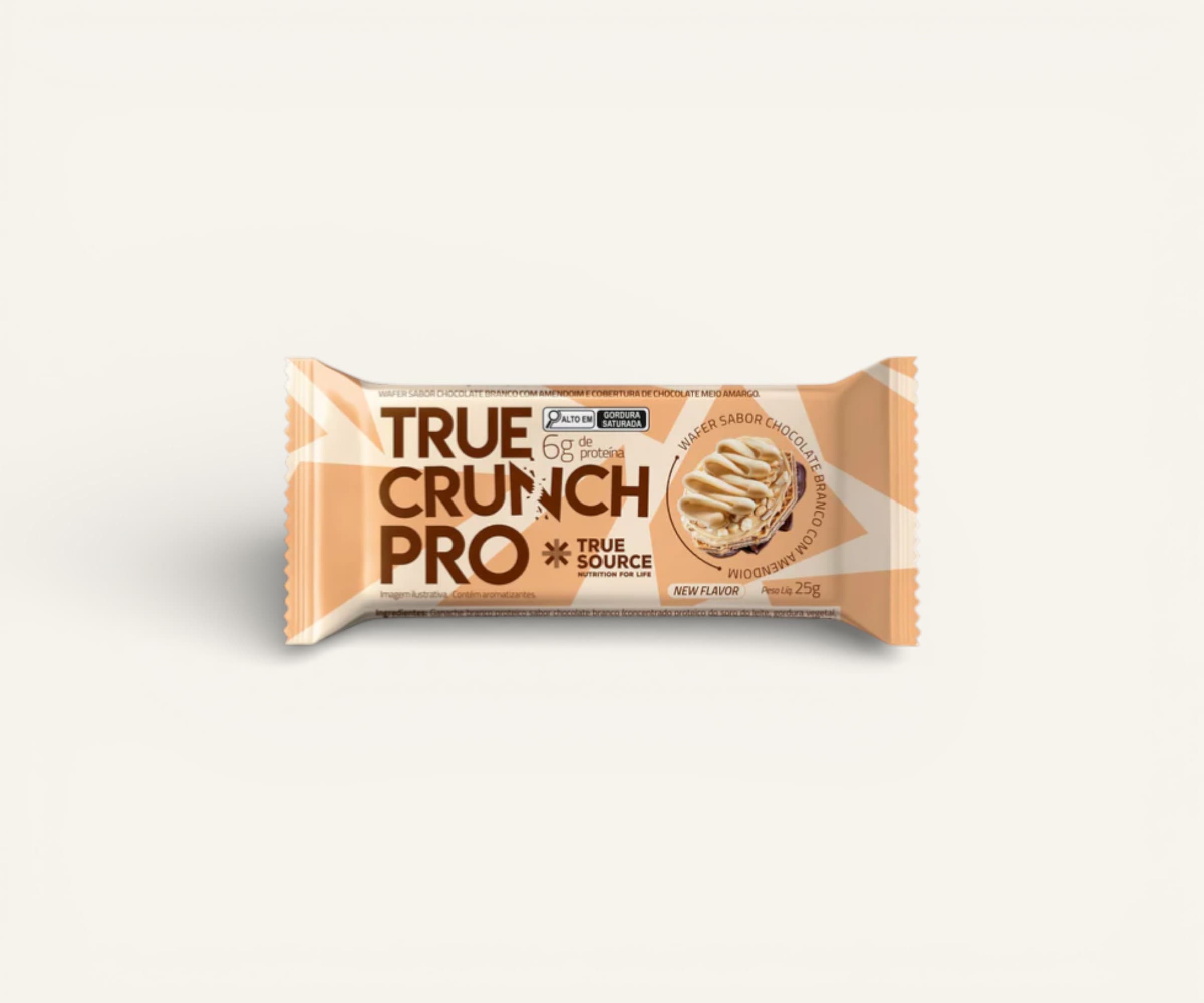 Wafer True Crunch Pro 6g sabor chocolate branco com amendoin 25g