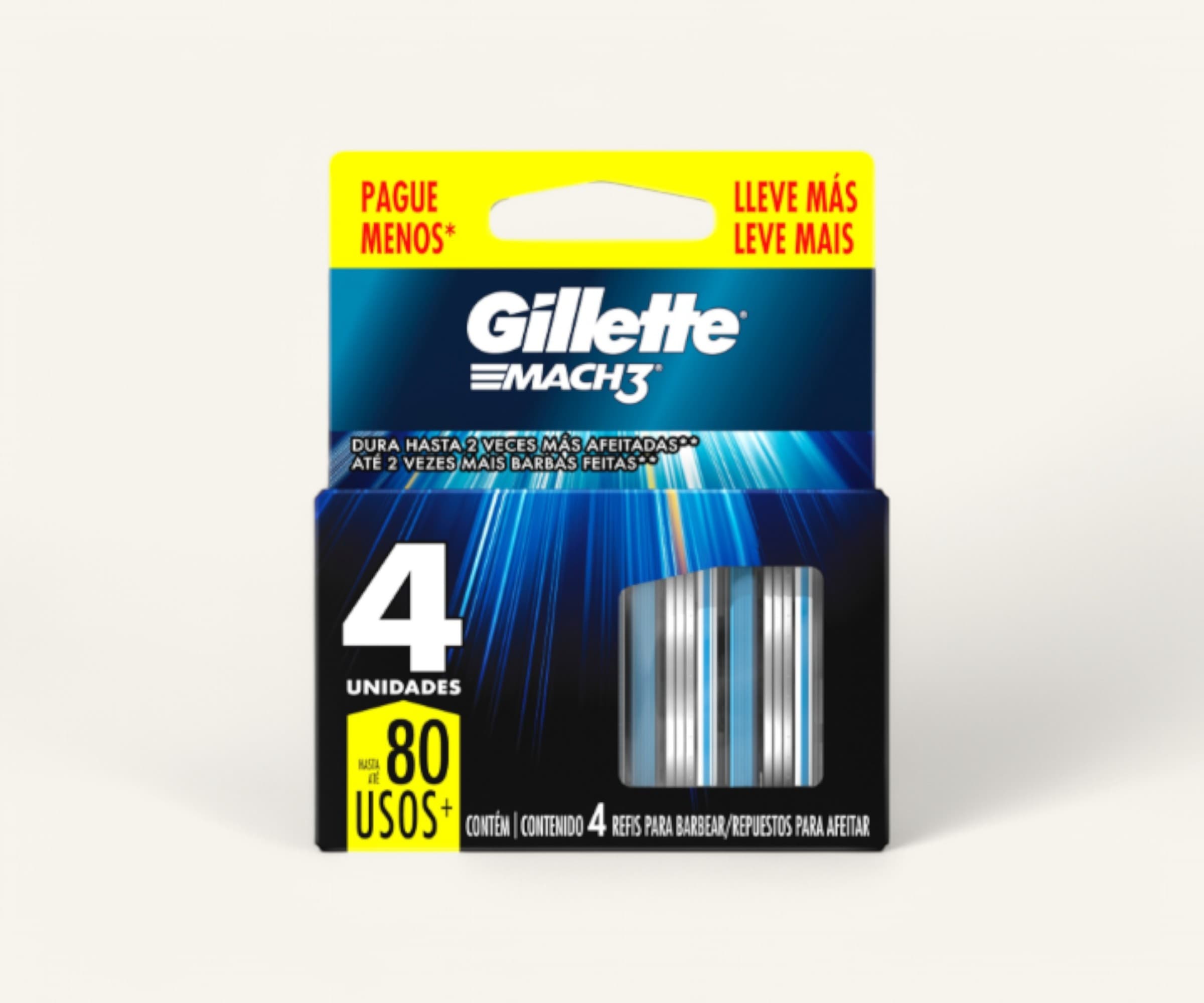Carga para aparelho de barbear Mach3 Gillette 4un