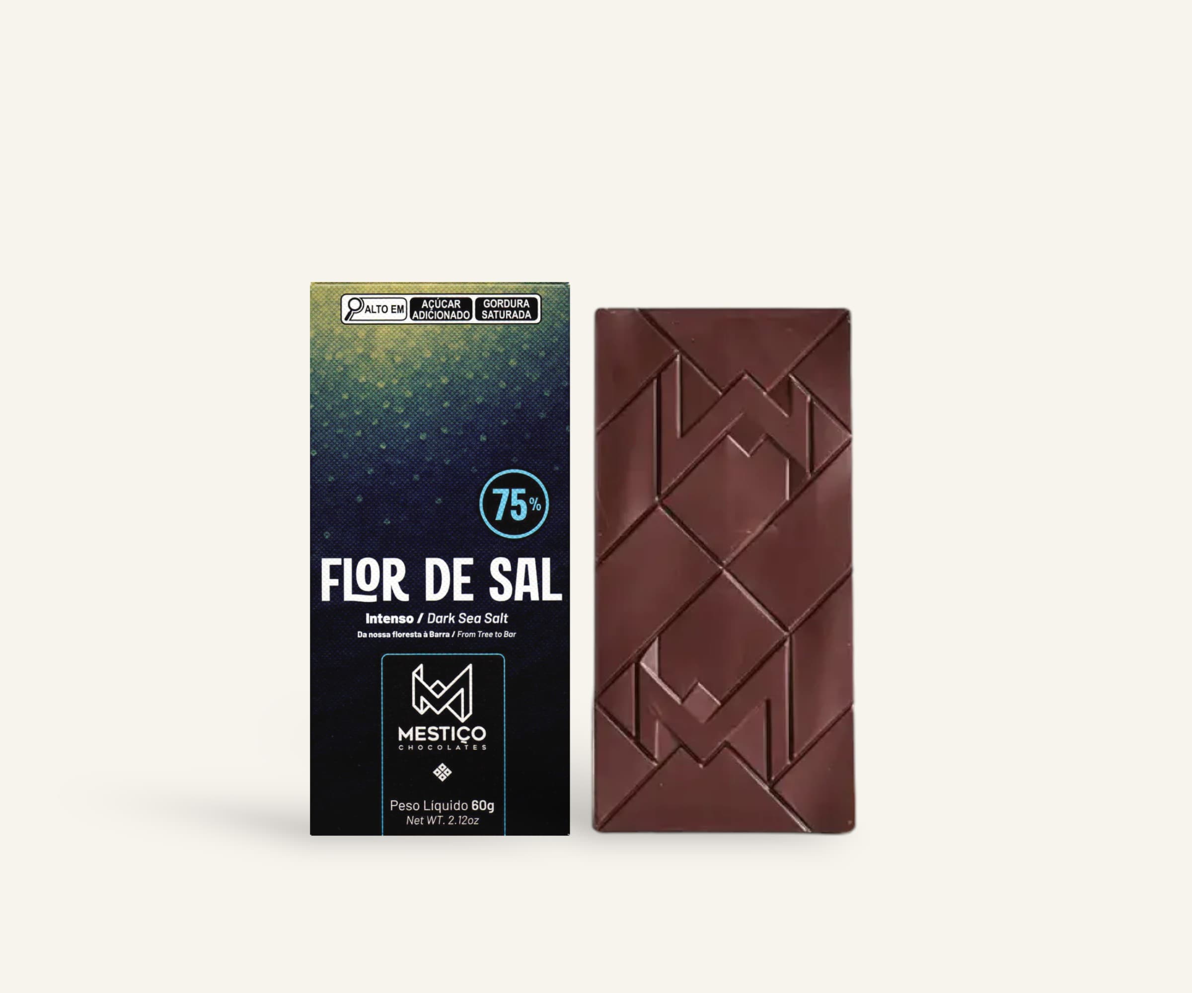 Chocolate 75% cacau com flor de sal bean to bar 60g