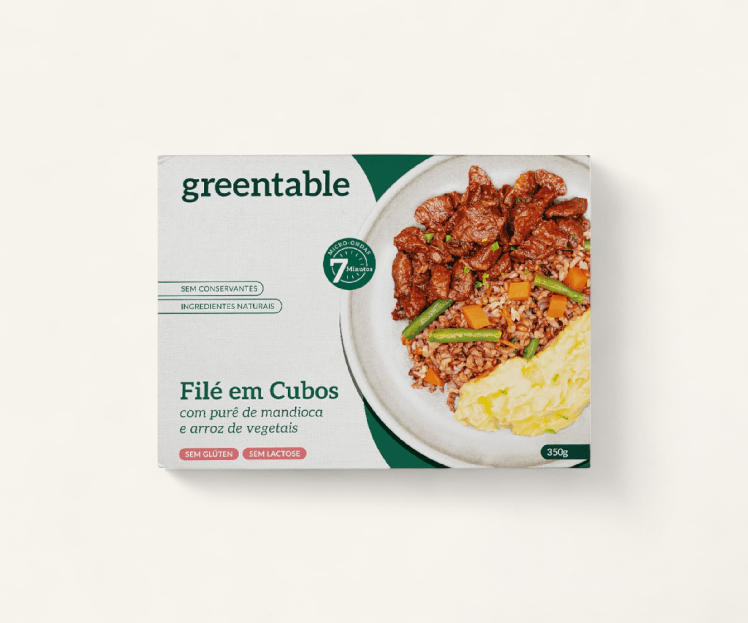Filé em cubos com purê de mandioca e arroz de vegetais congelado 350g