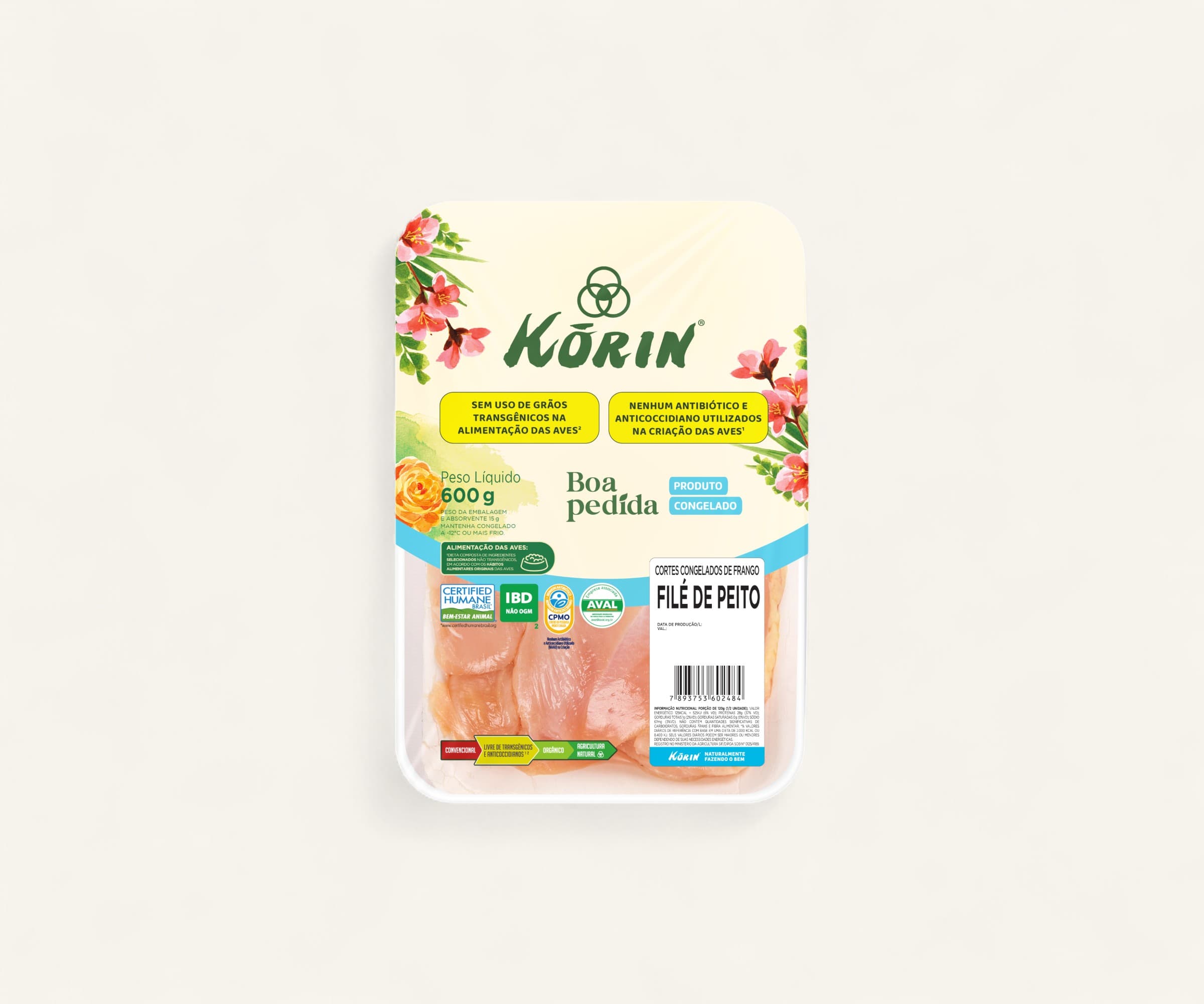 Filé de peito de frango korin congelado 600g