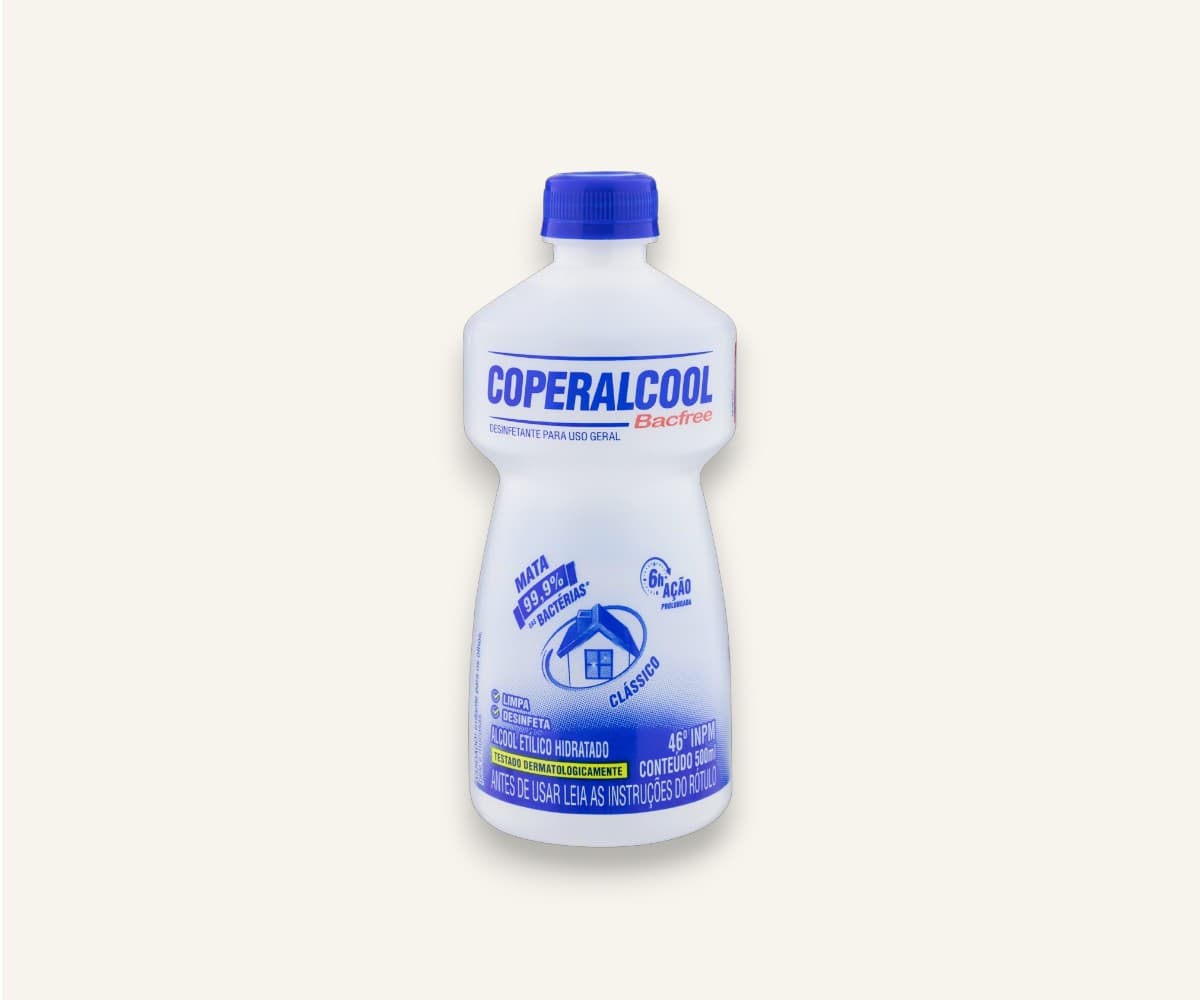 Álcool etílico para limpeza 46° INPM bacfree clássico 500ml