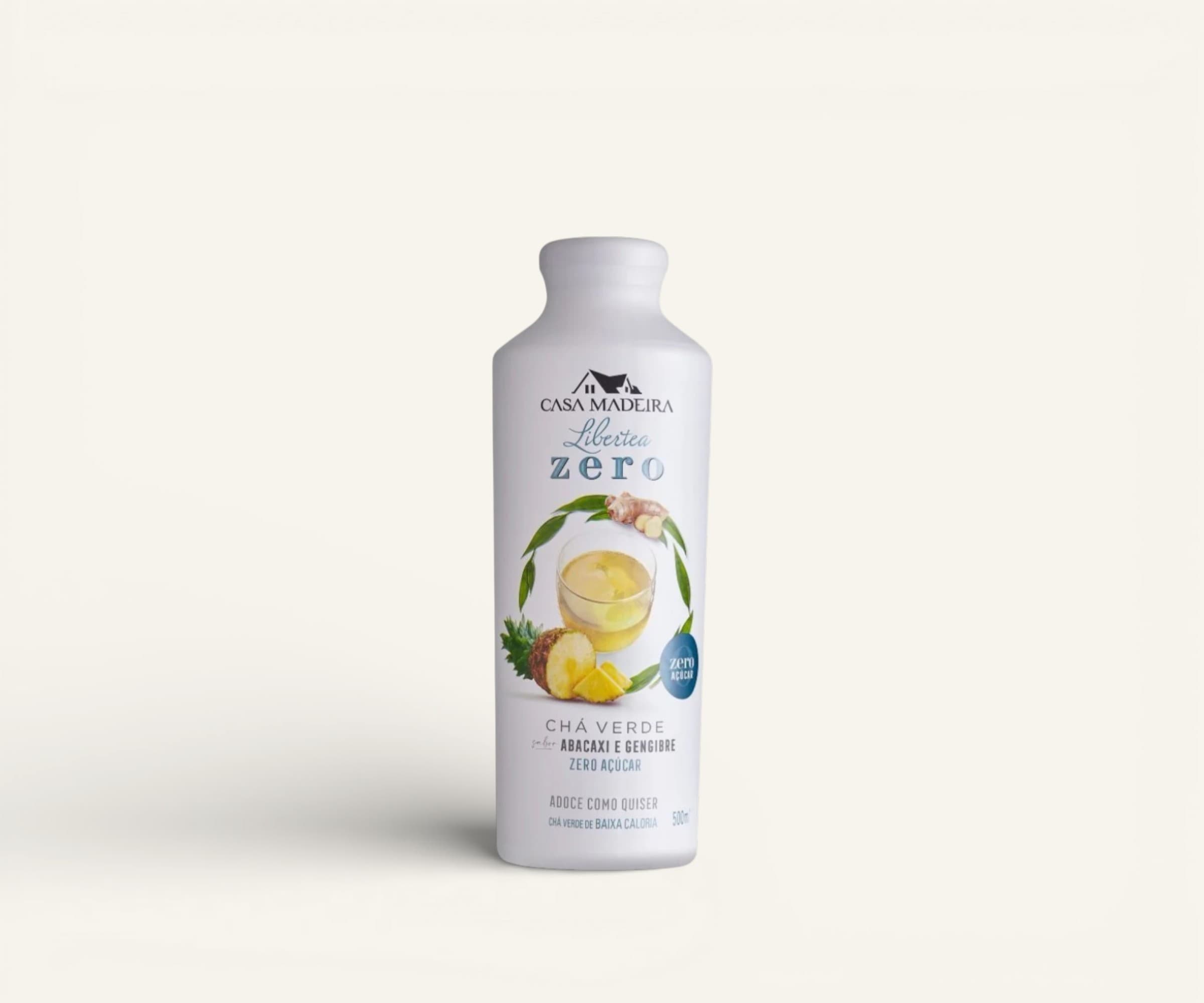 Chá verde Libertea sabor abacaxi e gengibre zero açúcar Casa Madeira 500ml