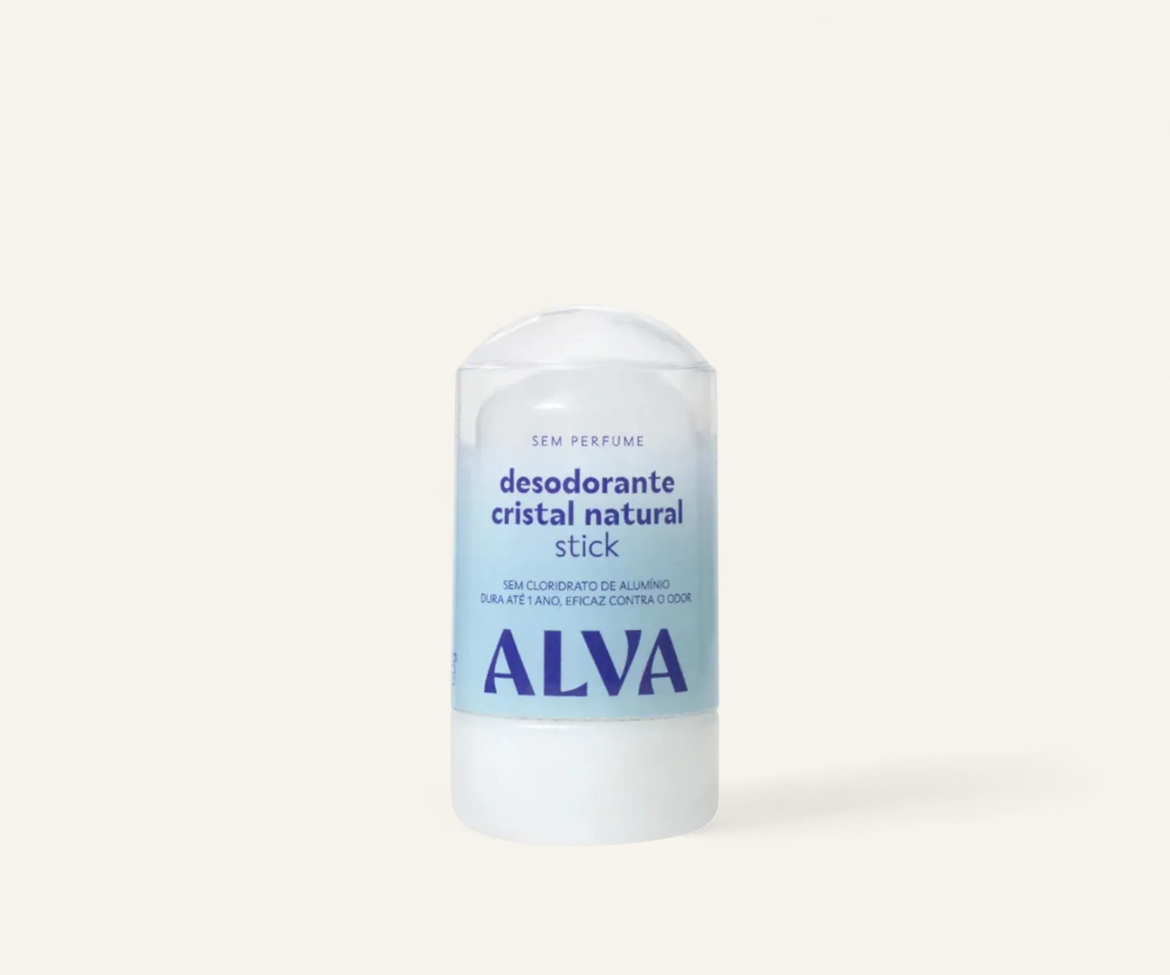 Desodorante cristal natural sem perfume em stick Alva 60g
