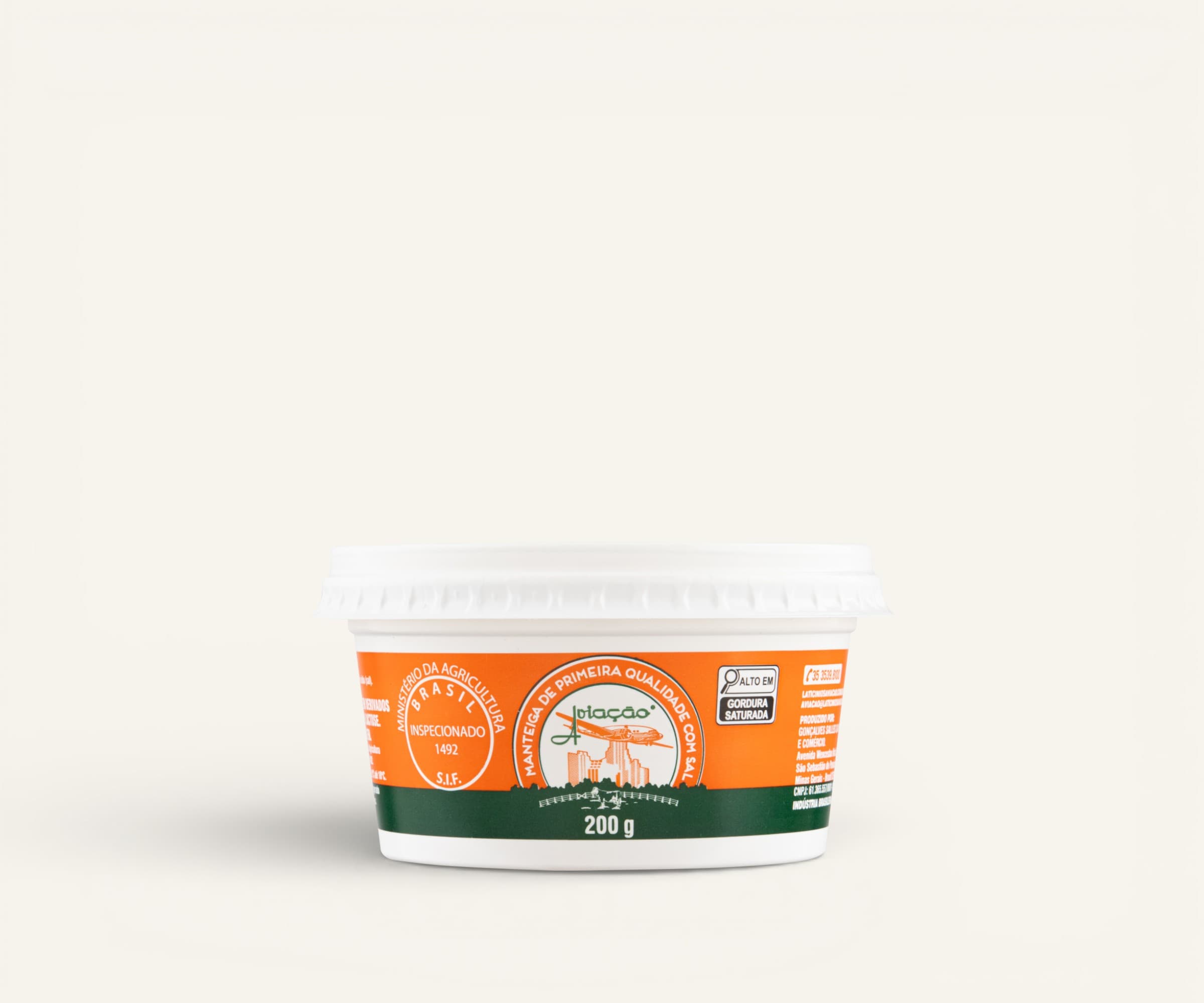 Manteiga de primeira qualidade com sal Aviação pote 200g